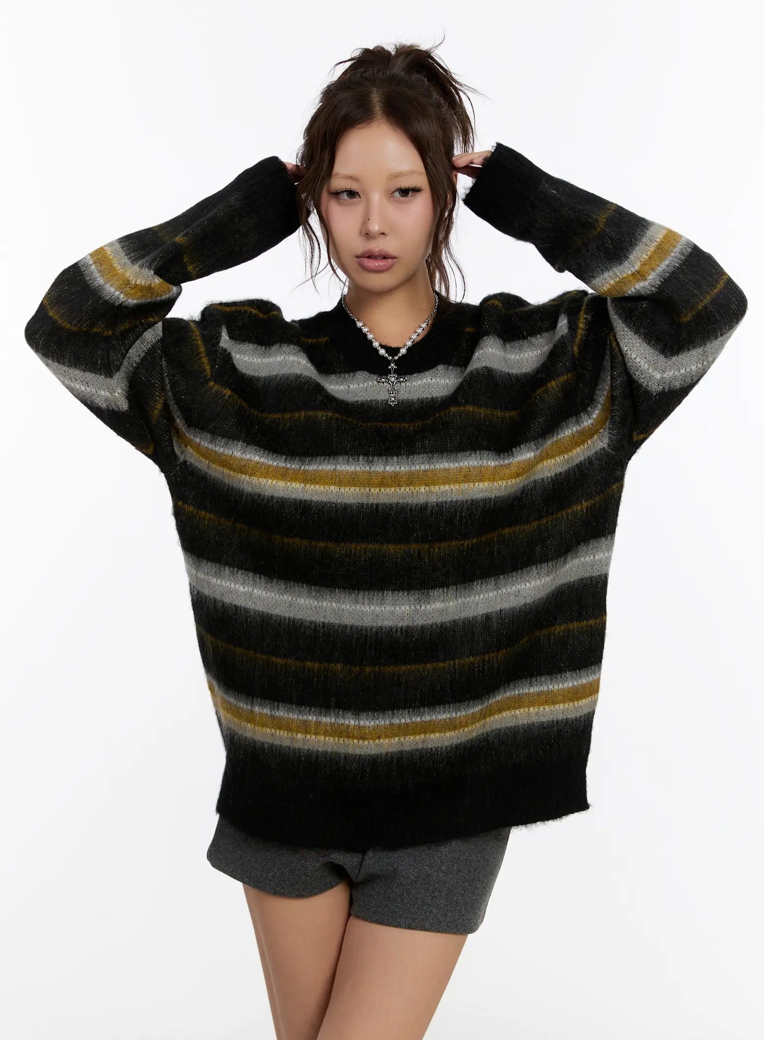 Oversized Striped Knit Sweater CN527 - Image 9
