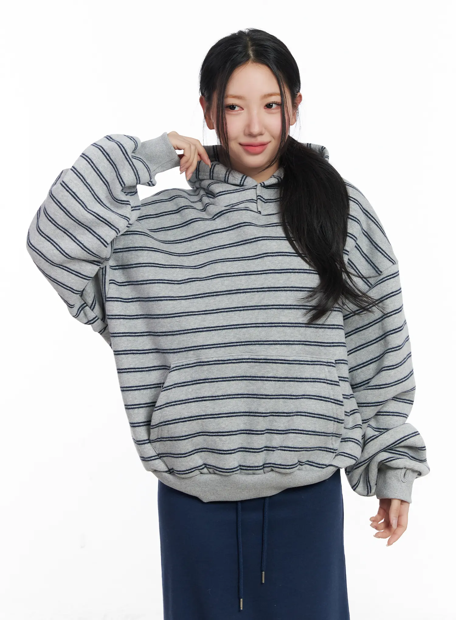 Oversized Striped Winter Hoodie CJ515 - Image 5