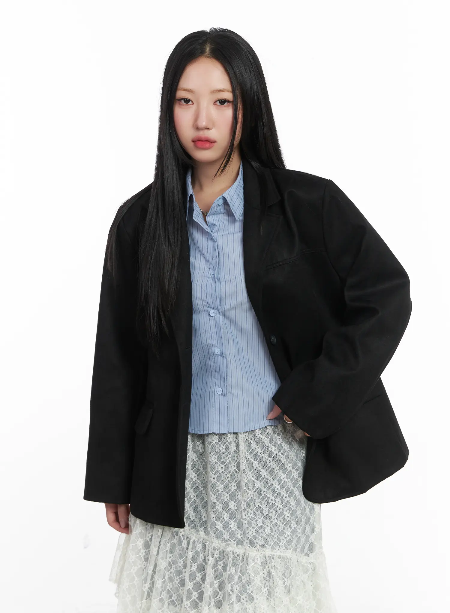 Oversized Suede Blazer CD529 - Image 11