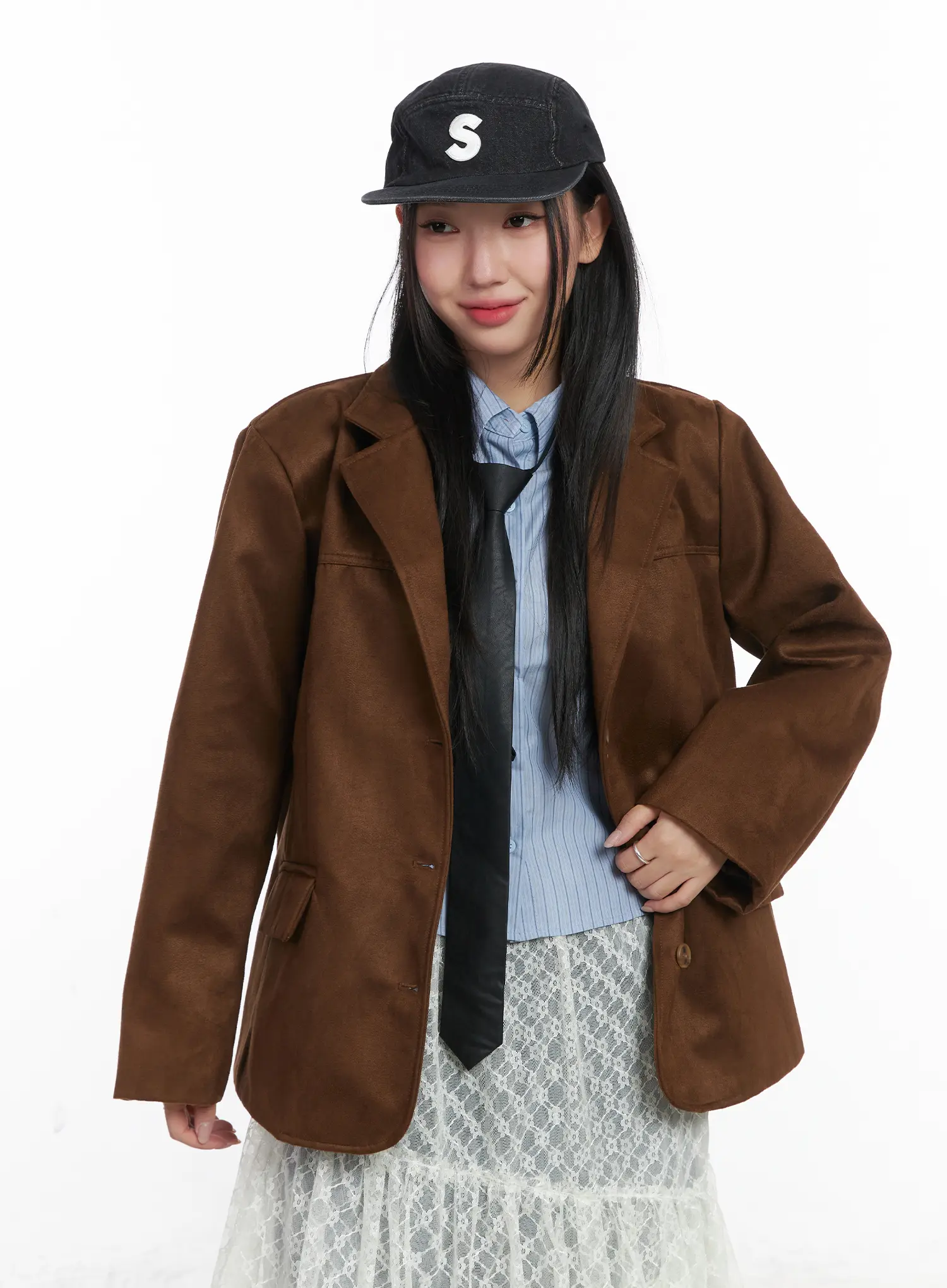 Oversized Suede Blazer CD529 - Image 12