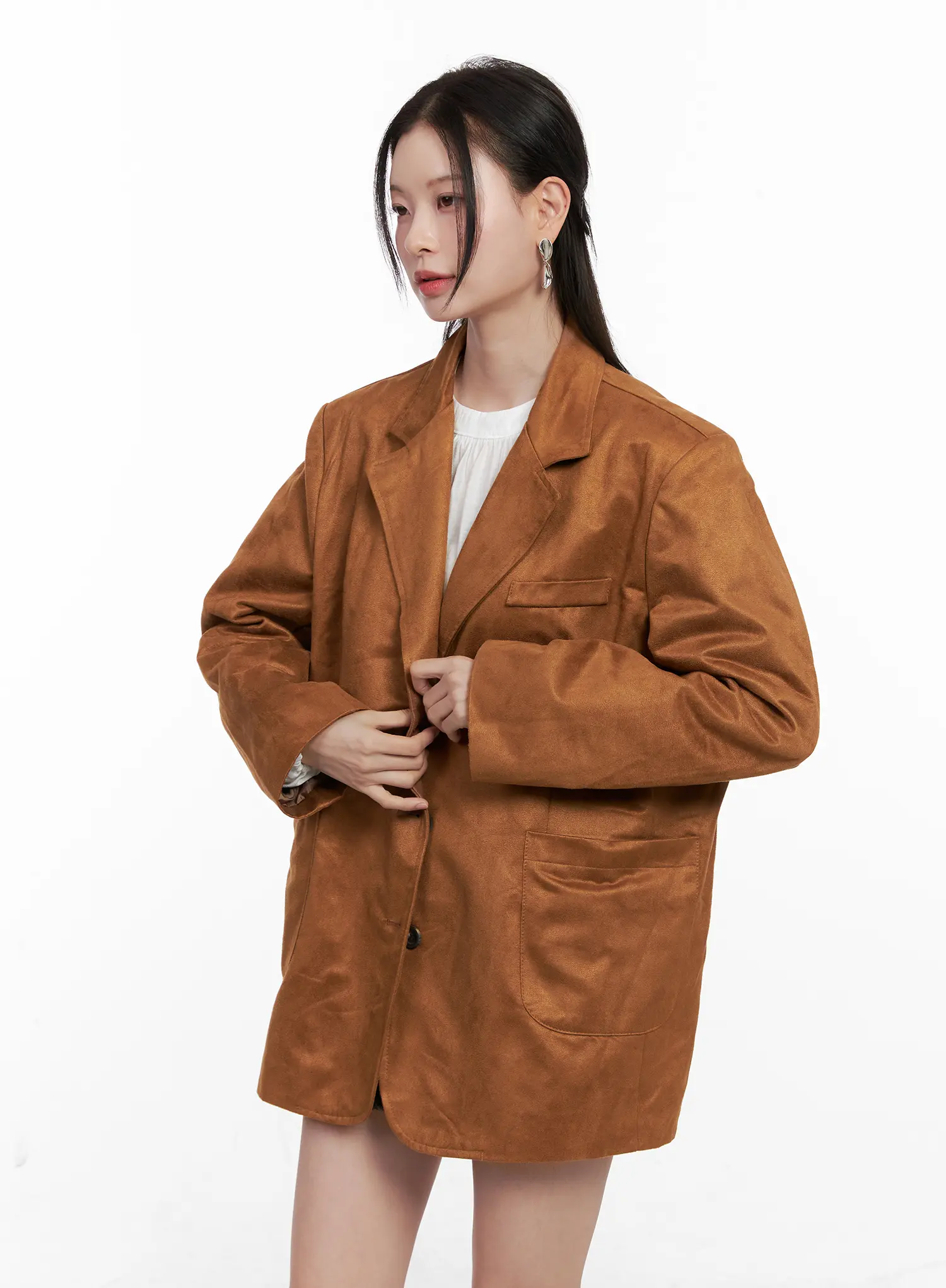 Oversized Suede Blazer CN504 - Image 10
