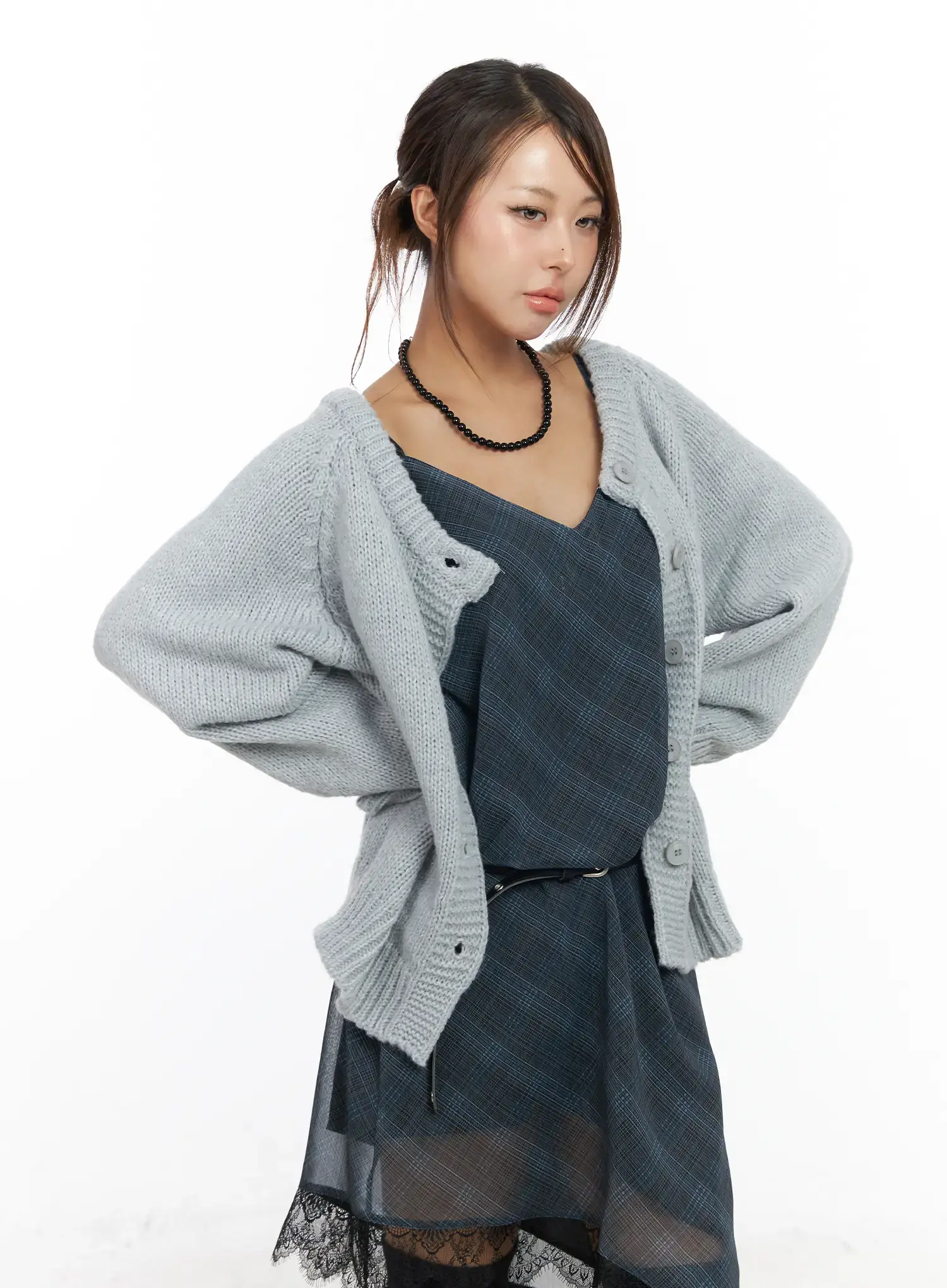 Oversized Two-Way Buttoned Cardigan CF511 - Image 9
