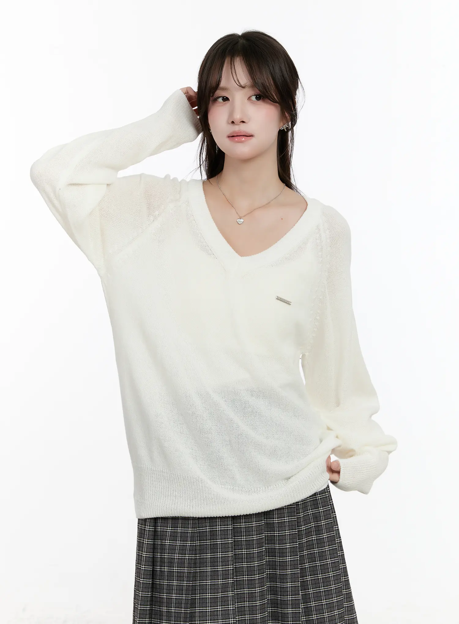 Oversized V-Neck Knit Sweater CM510 - Image 11