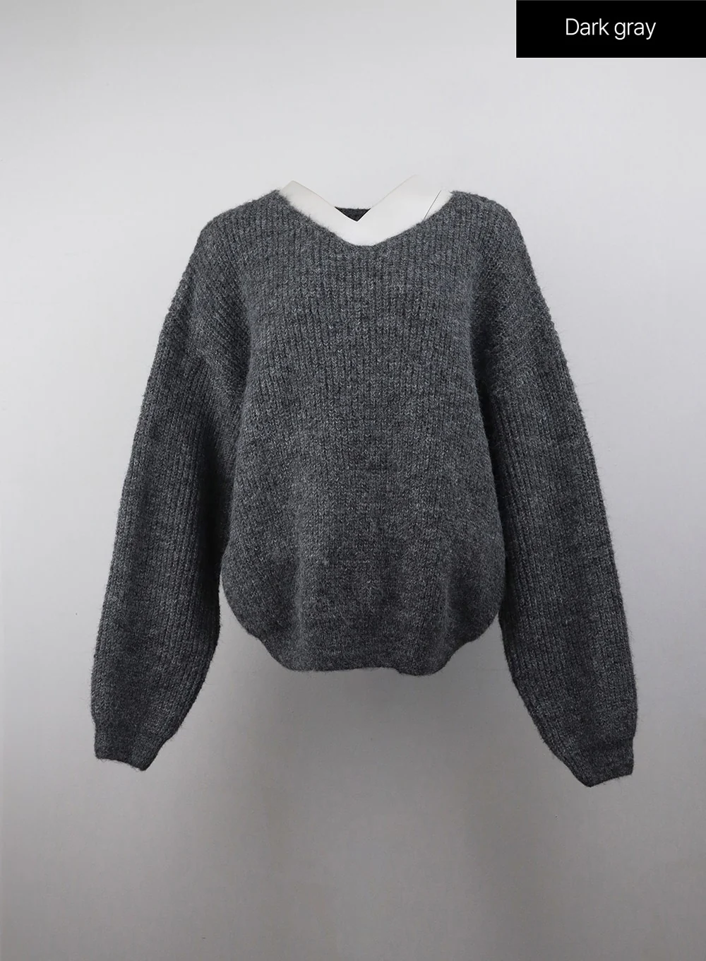 Oversized V-Neck Solid Long Sleeve Sweater OJ411 - Image 7