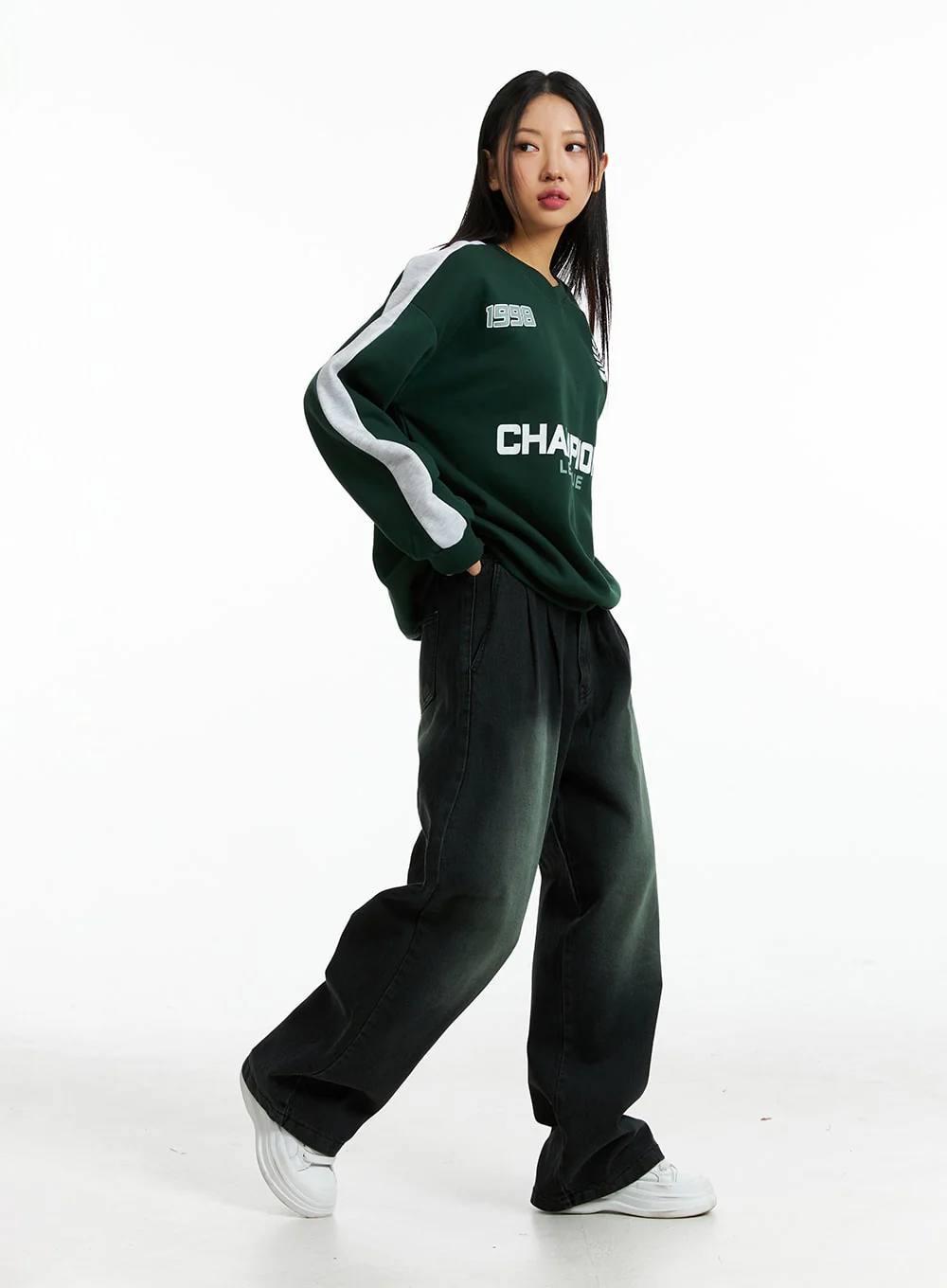 Oversized V Neck Sweatshirt IN322 - Image 6