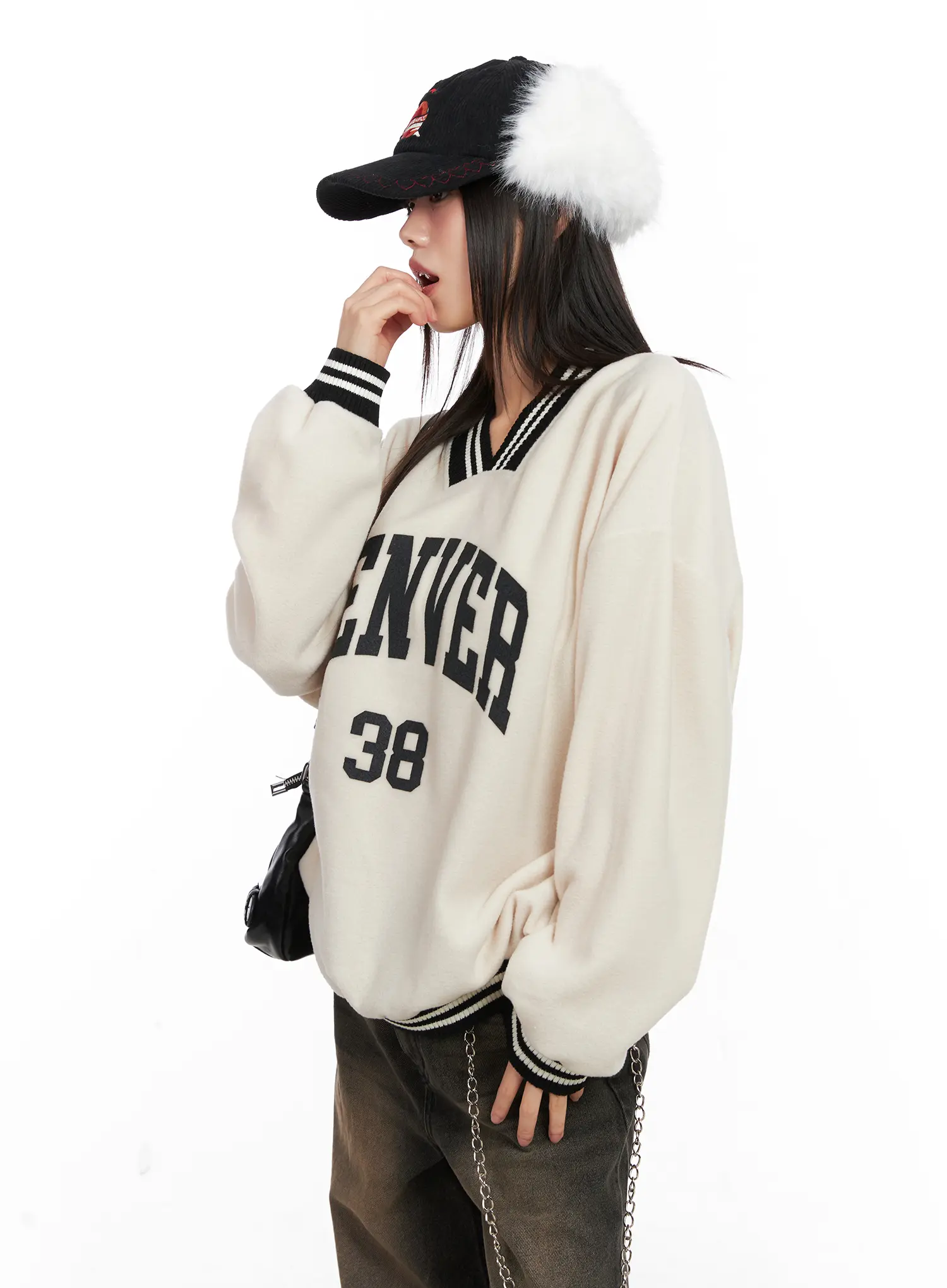Oversized Varsity Style Sweatshirt CN521 - Image 9