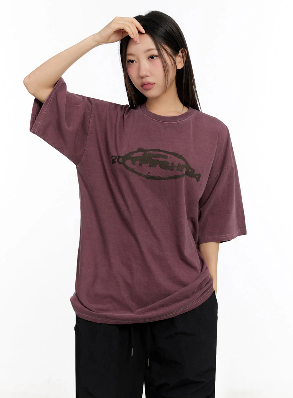Oversized Washed Graphic Tee IU509 - Image 15