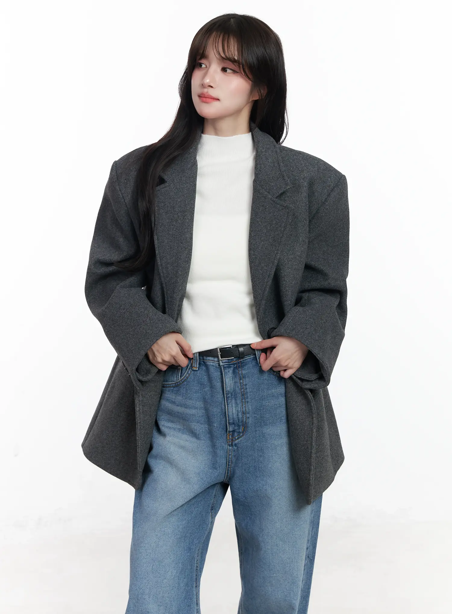 Oversized Wool Blazer IJ529 - Image 11
