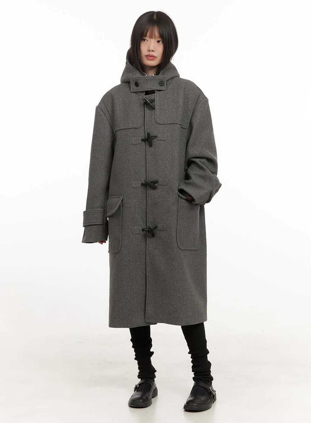 Oversized Wool-Blend Hooded Coat CD425 - Image 11
