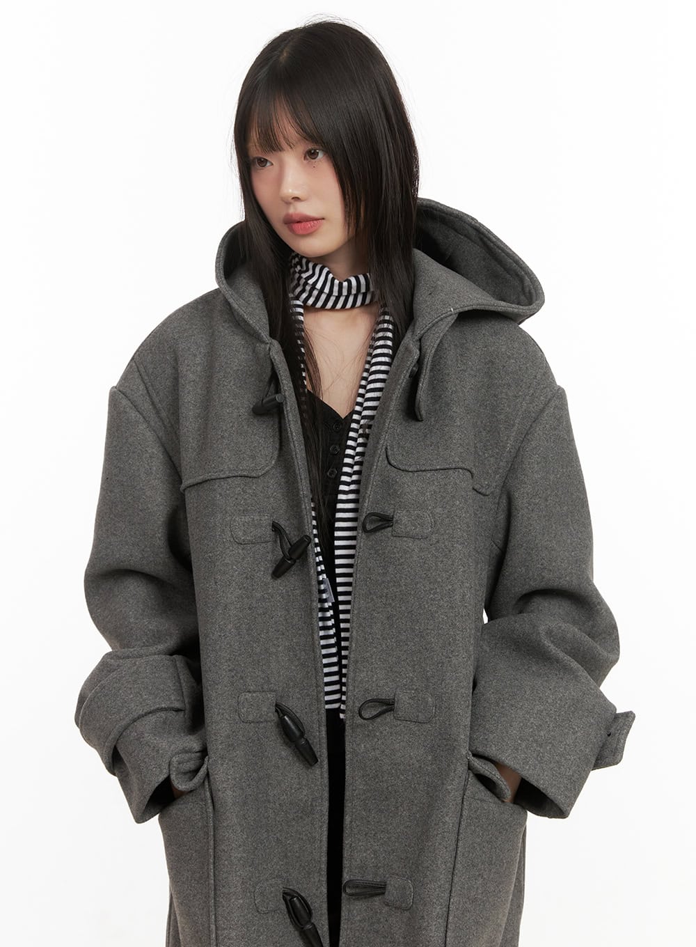Oversized Wool-Blend Hooded Coat CD425 - Image 2