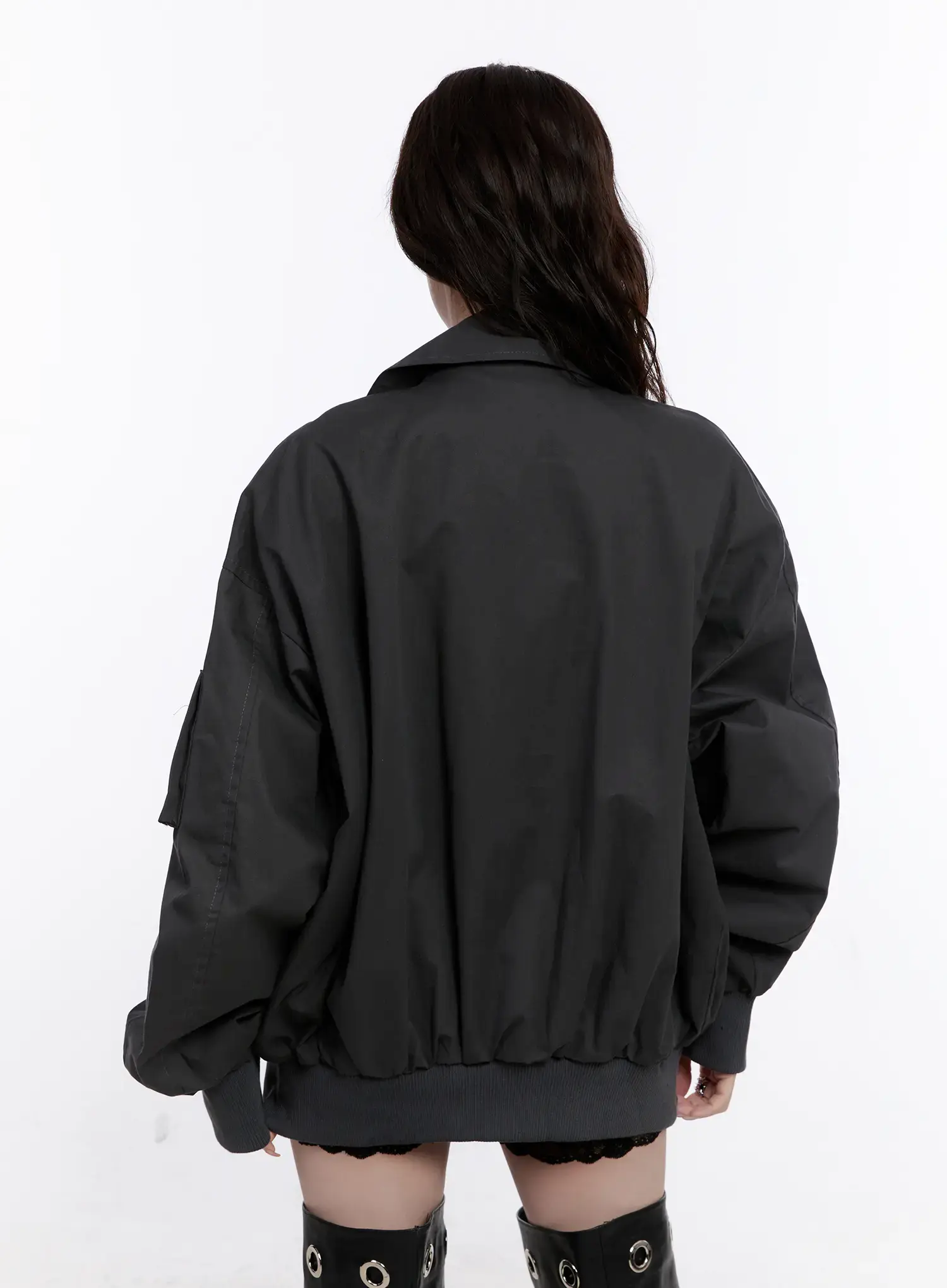 Oversized Zip-Up Bomber Jacket CS530 - Image 9