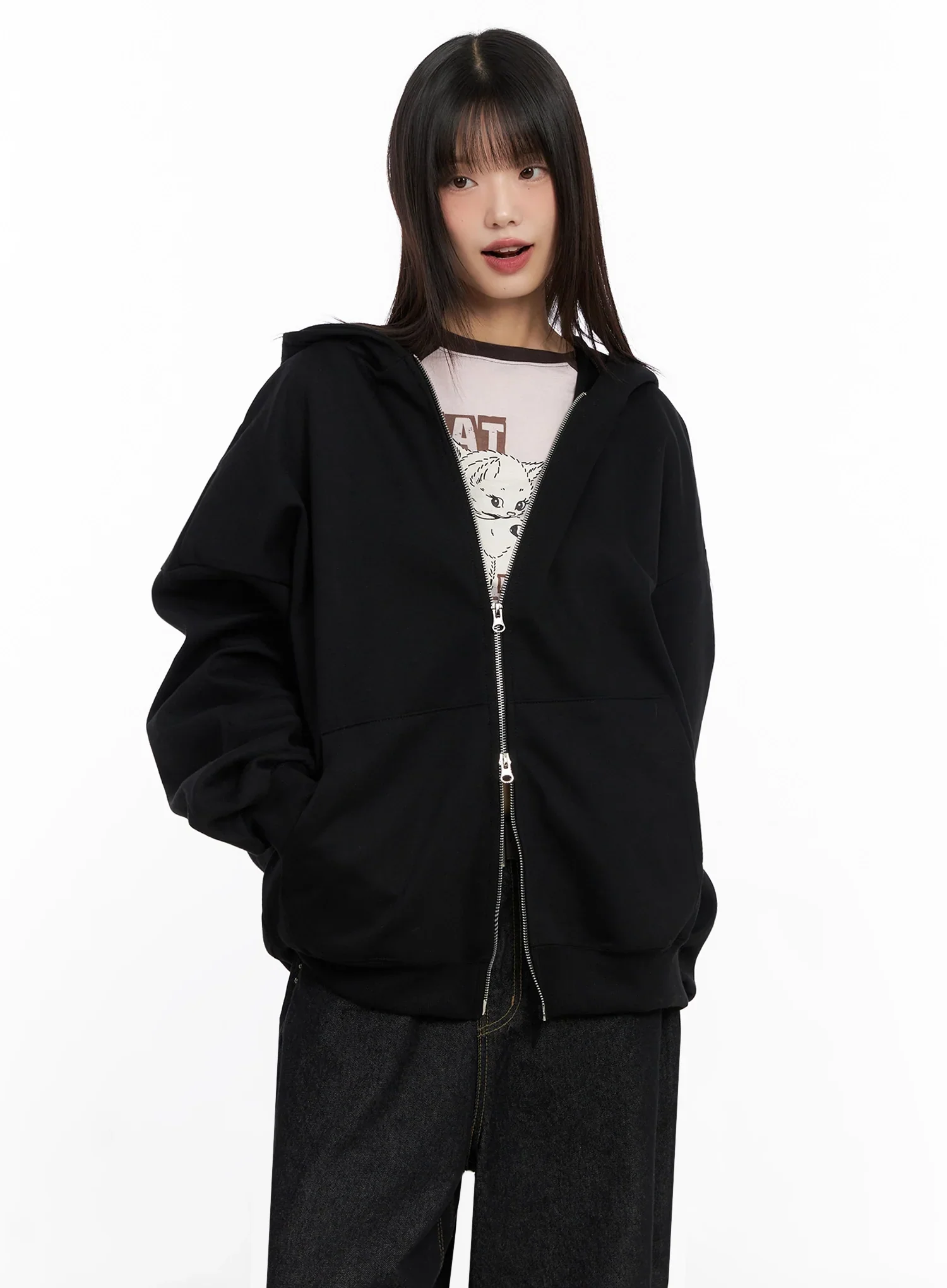 Oversized Zip-Up Hoodie IN503 - Image 5