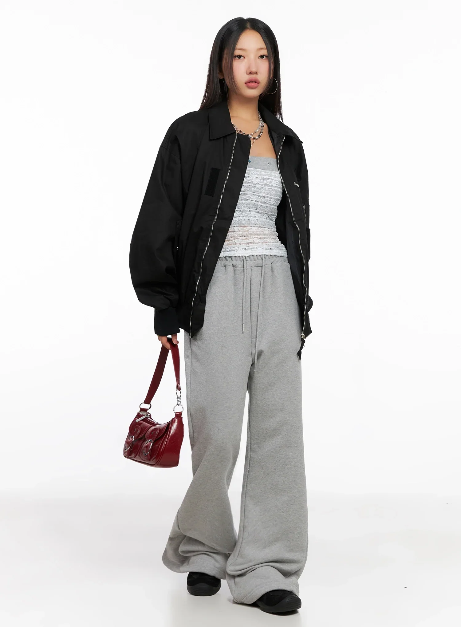 Oversized Zipper Bomber Jacket IG528 - Image 12
