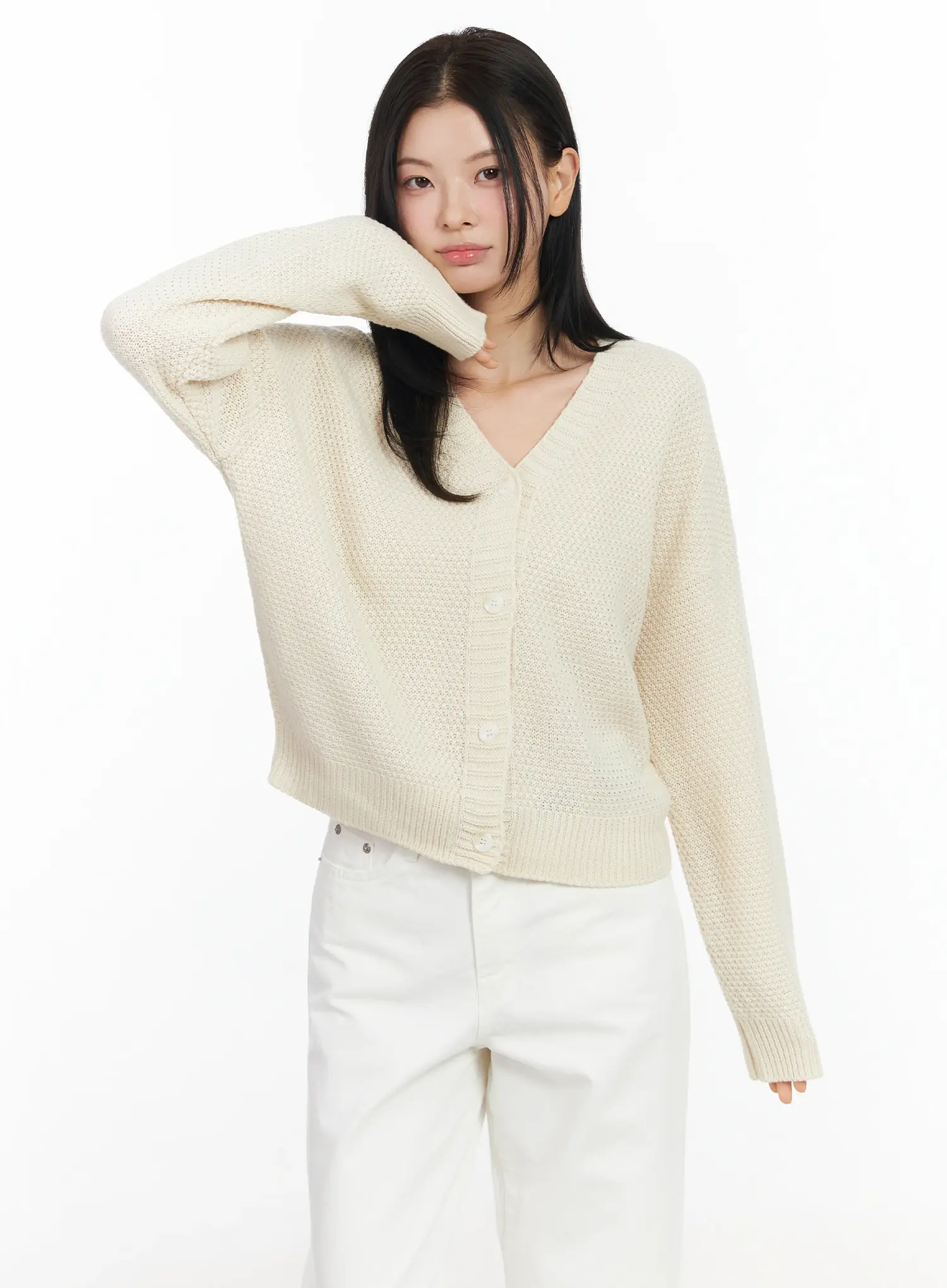 Pastel Waffle V-Neck Cardigan IM524 - Image 12