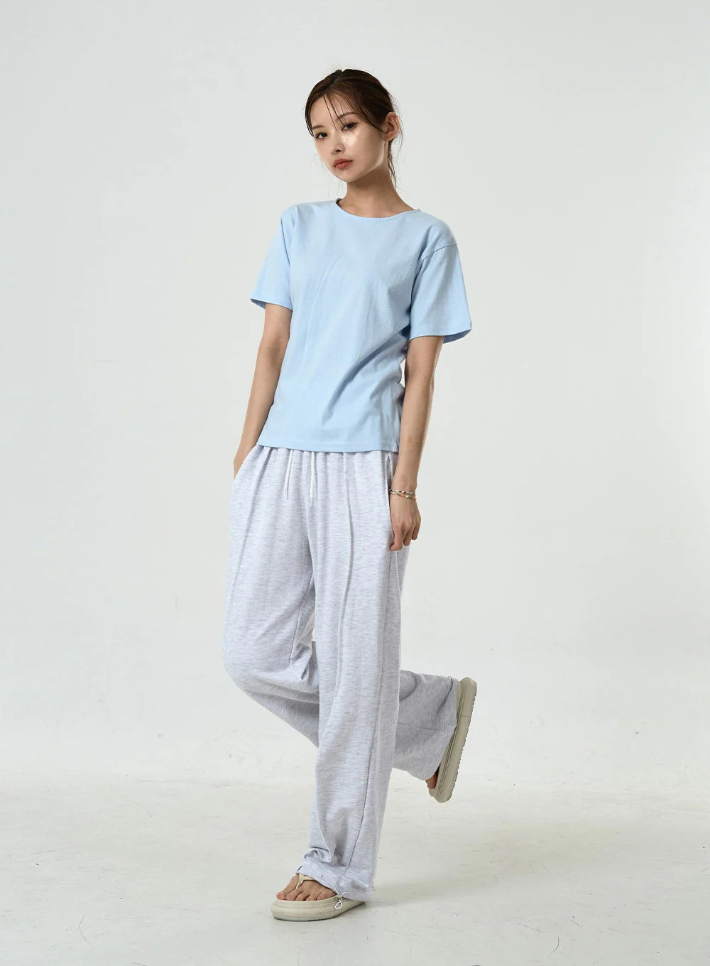 Pin-tuck Wide Leg Sweat Pants CU7 - Image 6