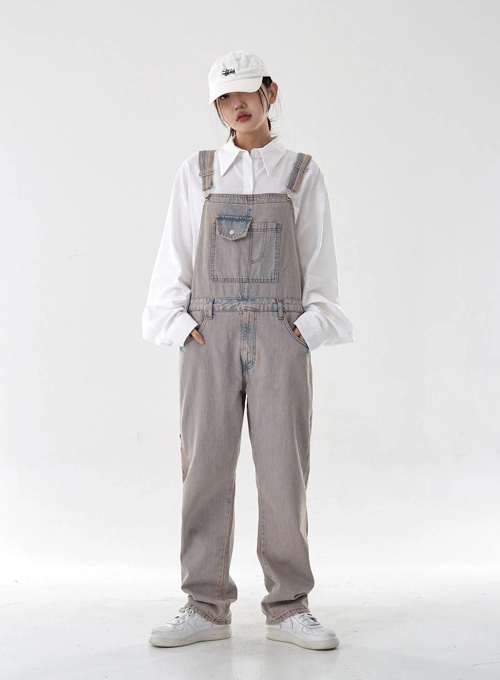 Pink Washed Overfit Denim Overalls CG16 - Image 2