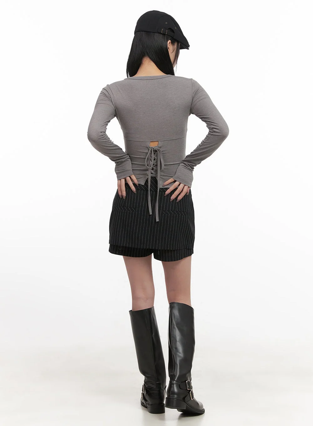 Pinstripe Buttoned Skort CJ517 - Image 4