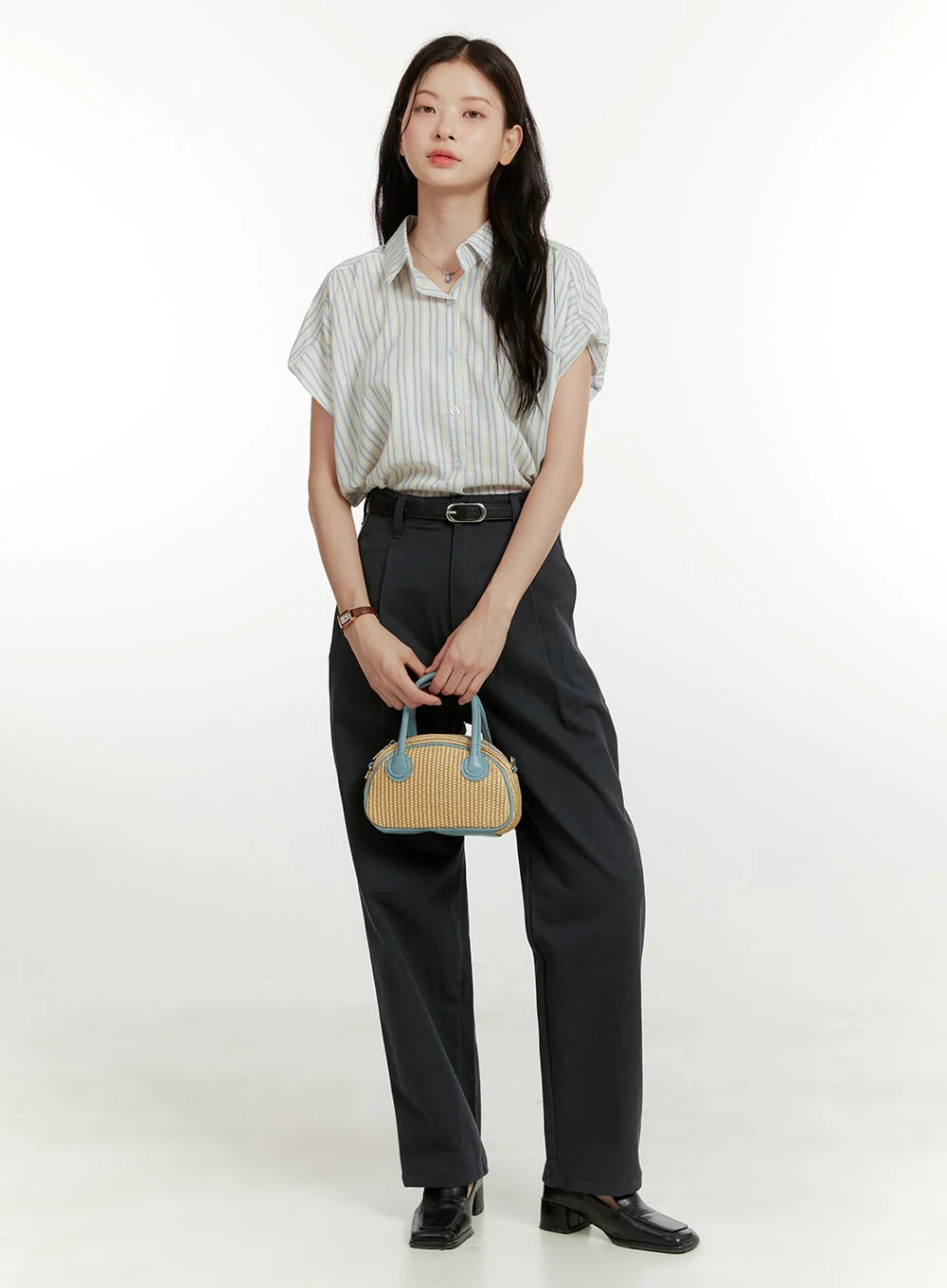 Pintuck Boyfriend Fit Pants OU418
