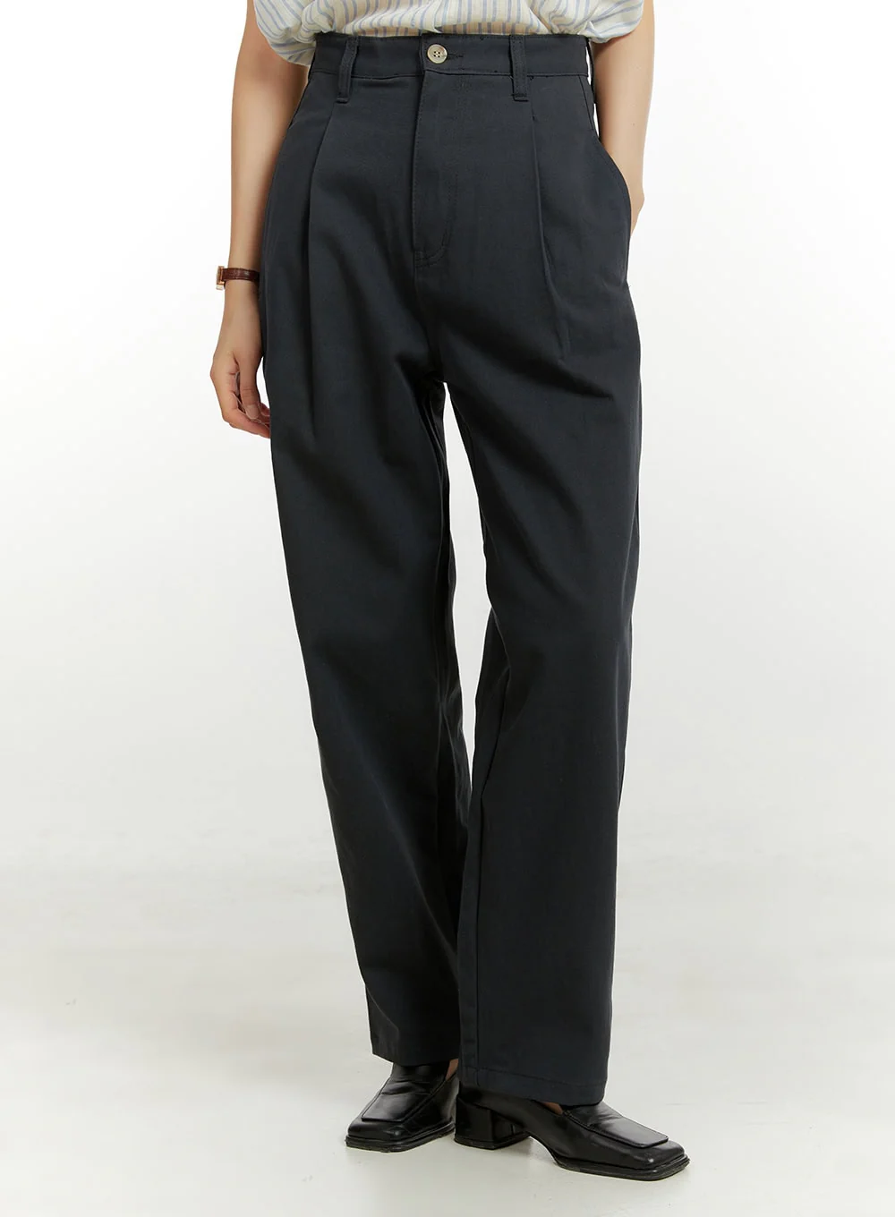 Pintuck Boyfriend Fit Pants OU418 - Image 2