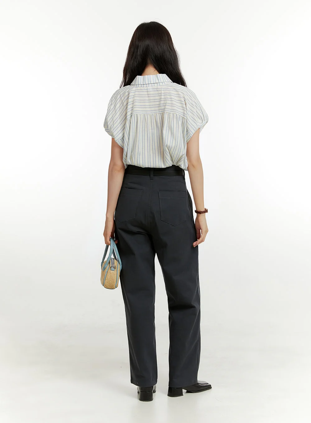 Pintuck Boyfriend Fit Pants OU418 - Image 5