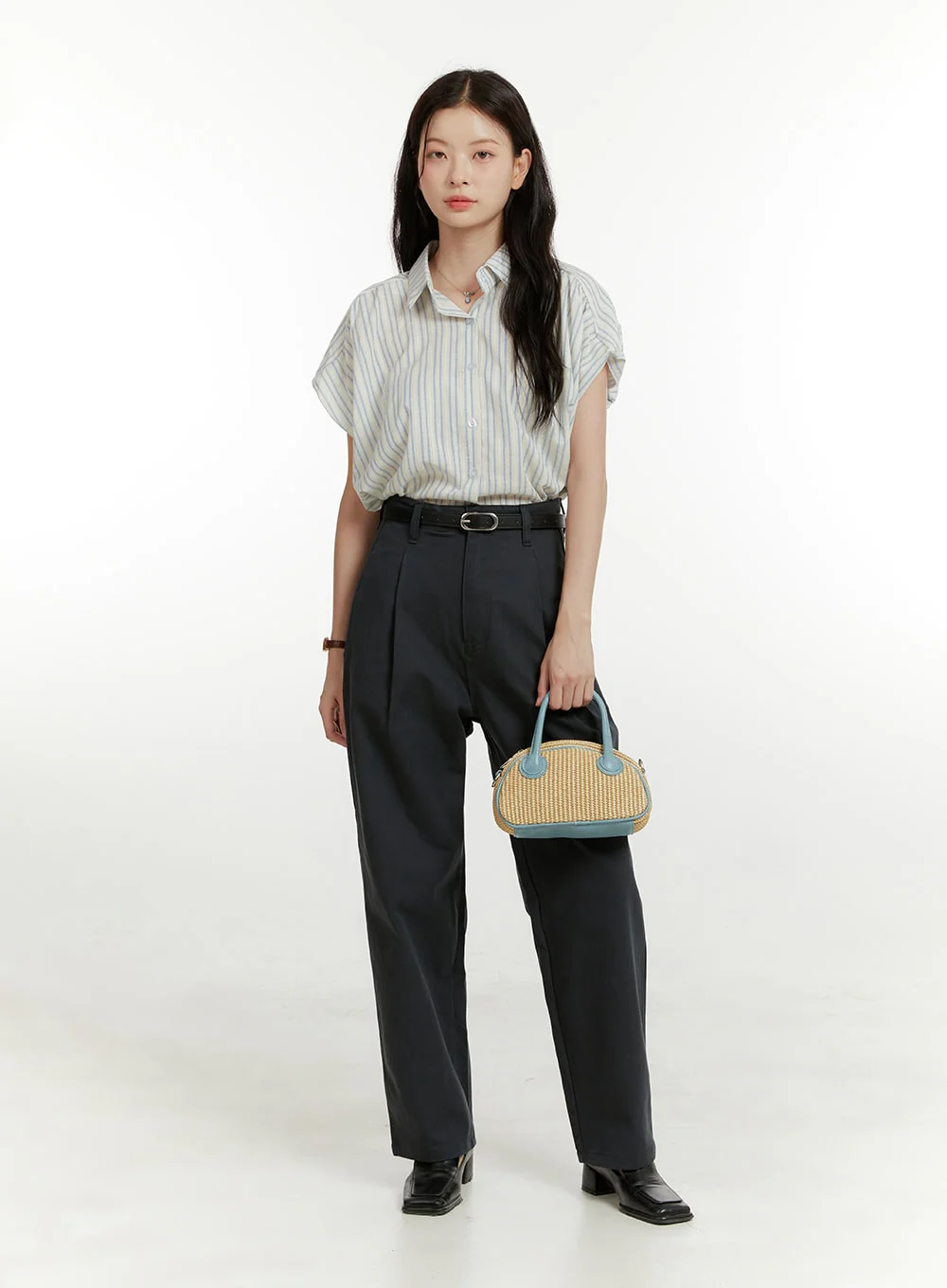 Pintuck Boyfriend Fit Pants OU418 - Image 6