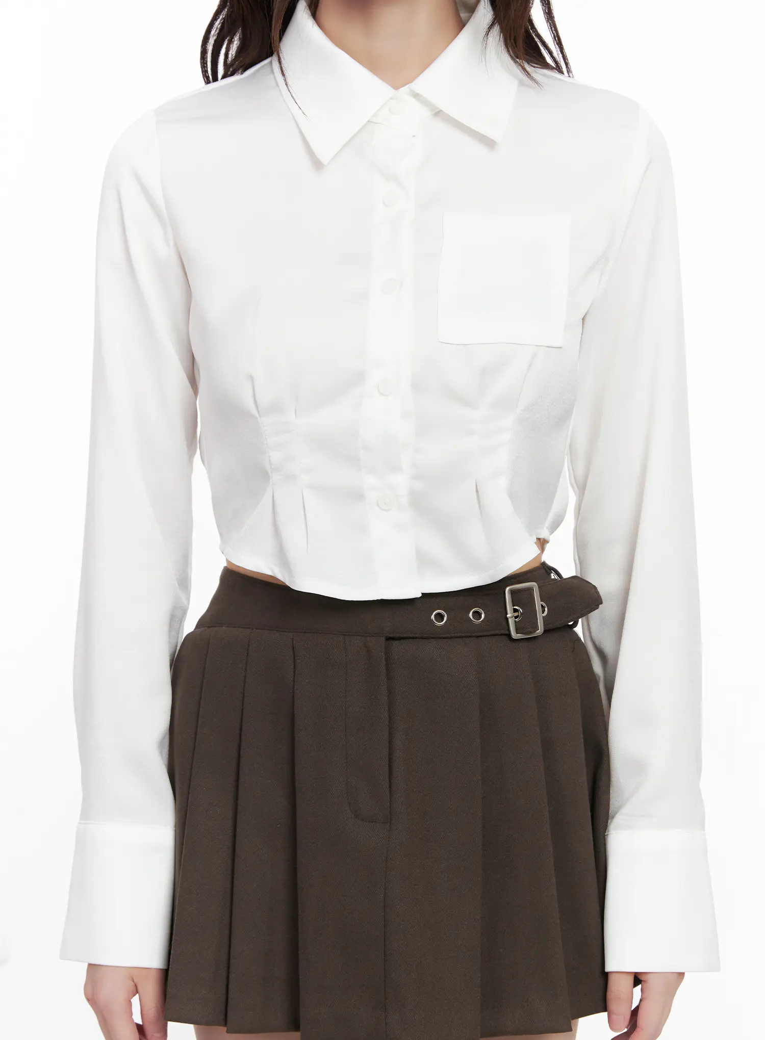 Pintuck Cropped Shirt CN510 - Image 4