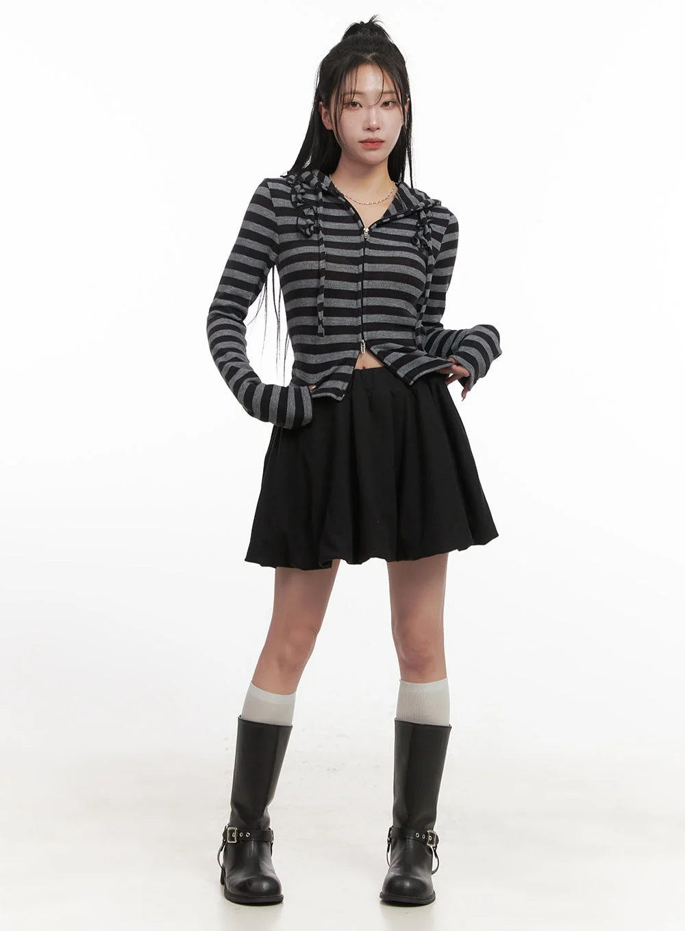 Pintuck Flare Mini Skirt CJ516 - Image 3