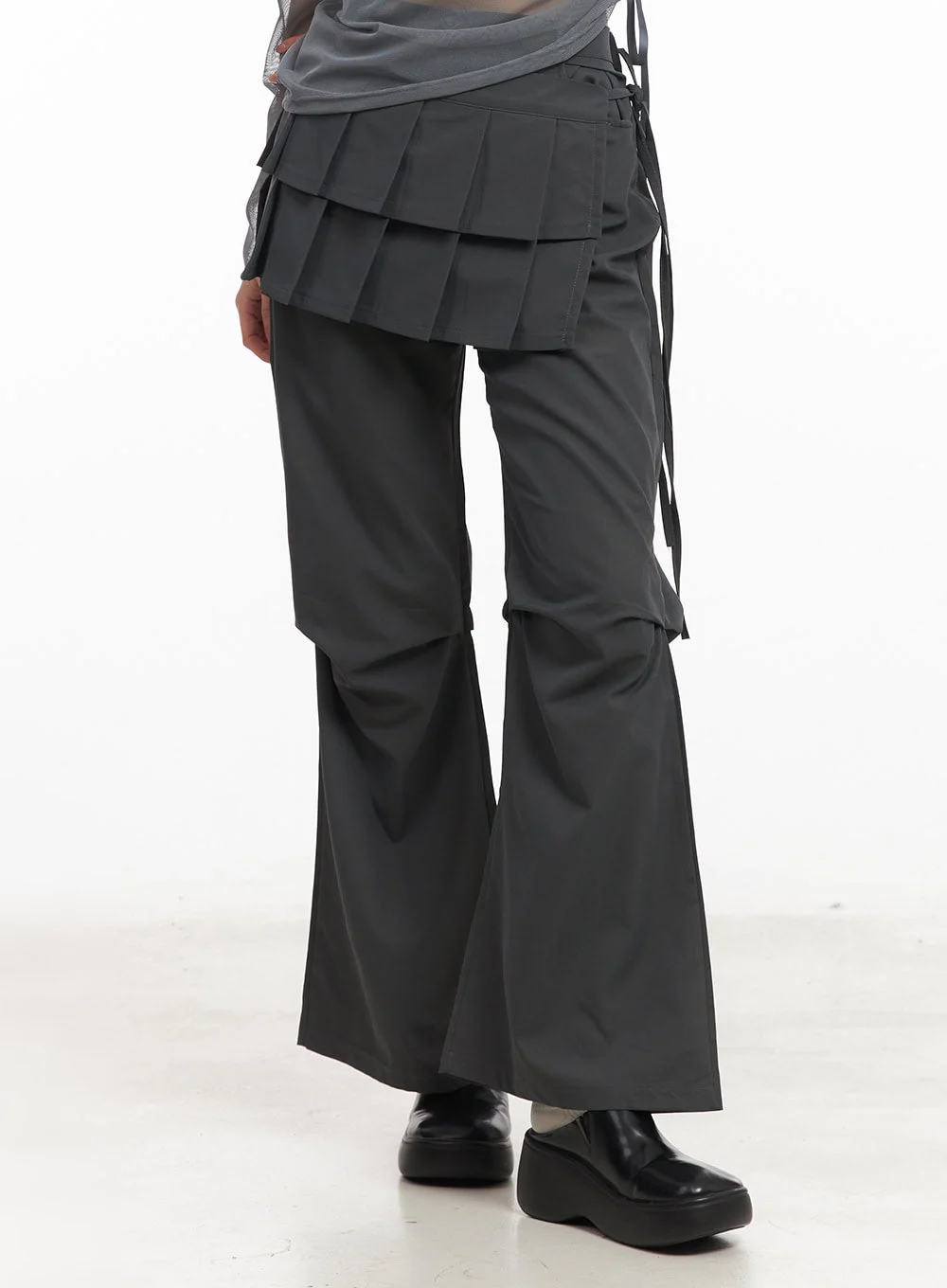 Pintuck Pleated Bootcut Skirt Pants CM503 - Image 13