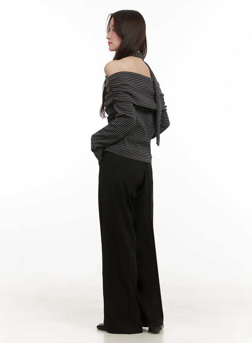 Pintuck Wide-Fit Dress Pants IJ510 - Image 6