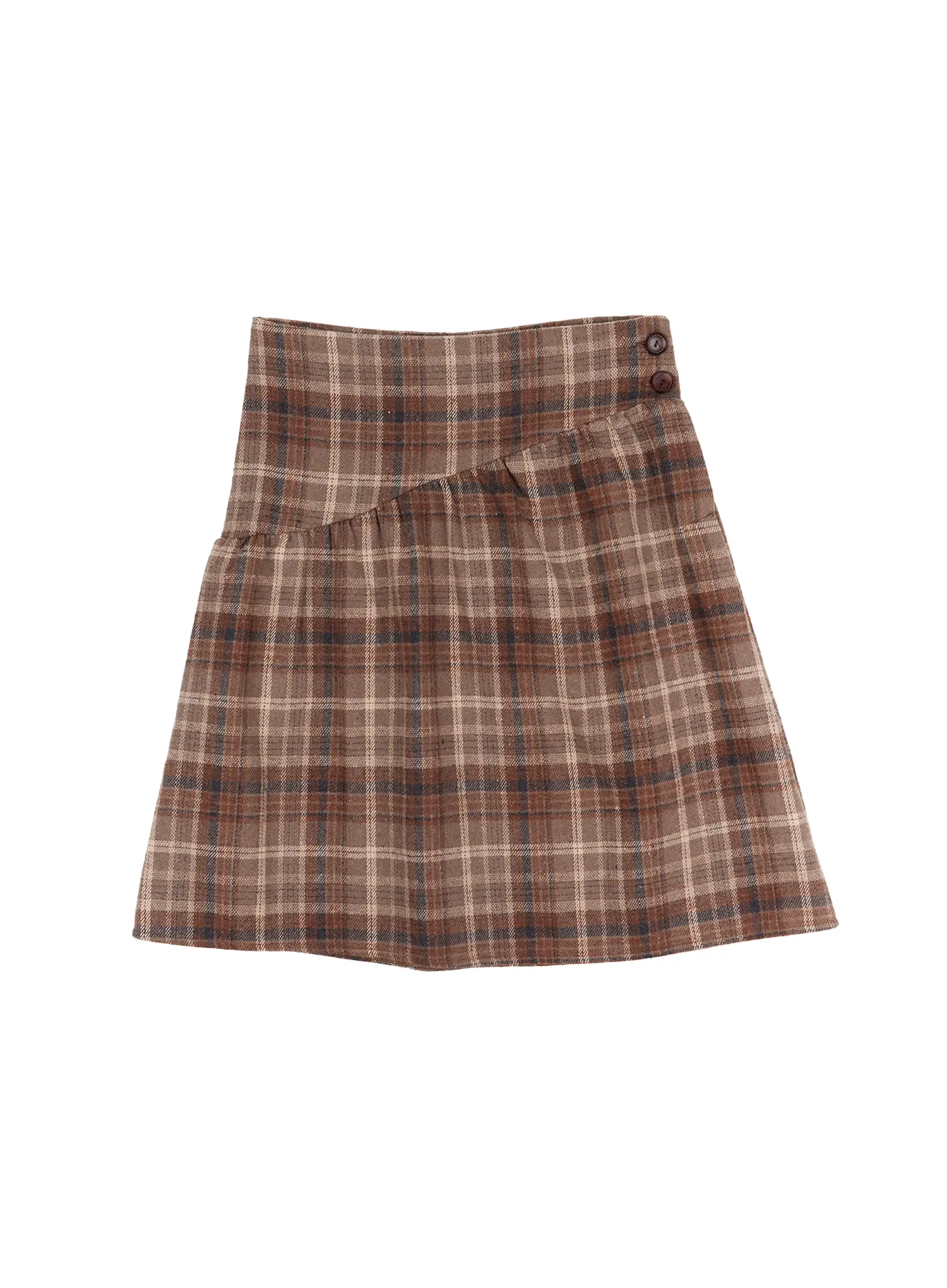 Plaid Button Detail Flare Midi Skirt CJ520 - Image 13