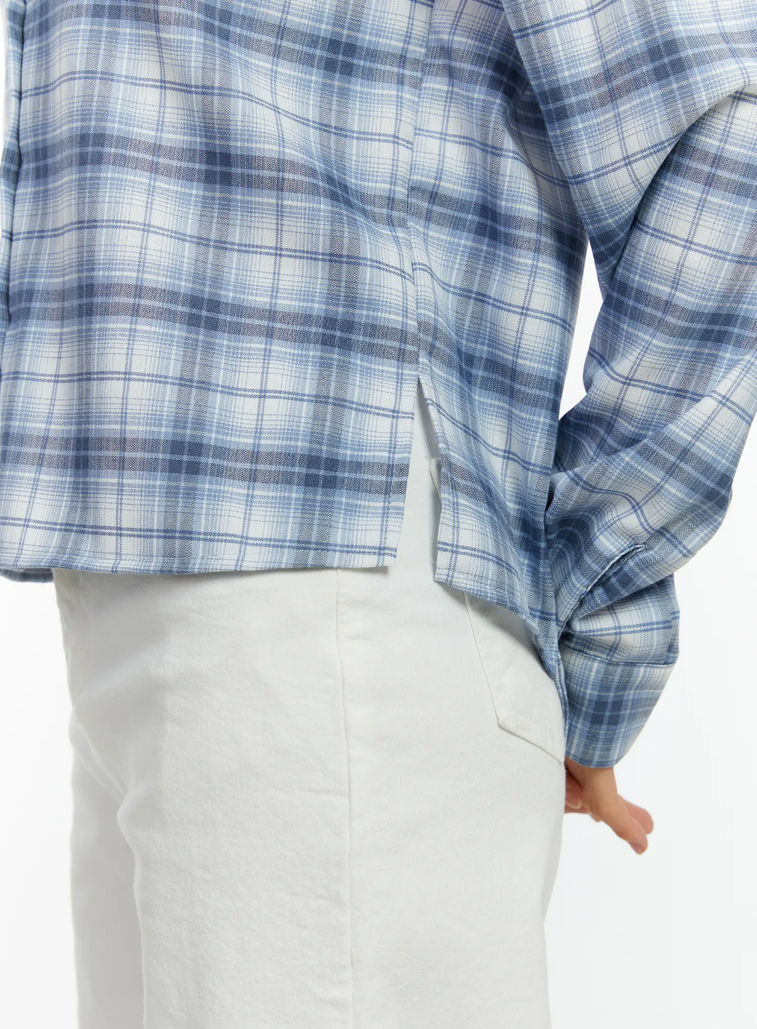 Plaid Crop Long Sleeve Shirt F502 - Image 6