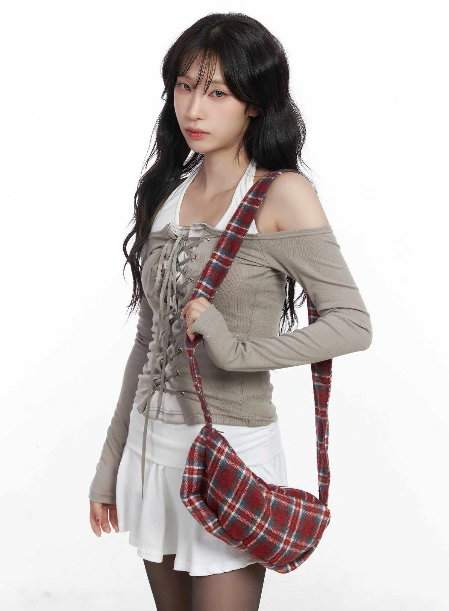 Plaid Fleece Crossbody Bag CJ527 - Image 2