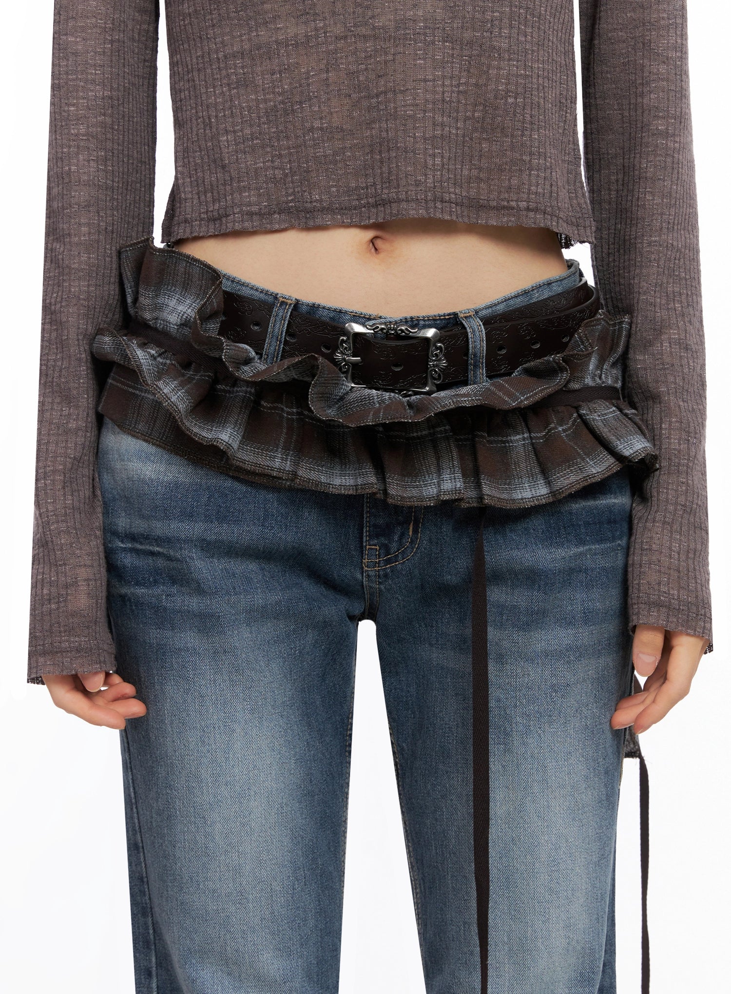 Plaid Layered Wrap Mini Skirt IO516