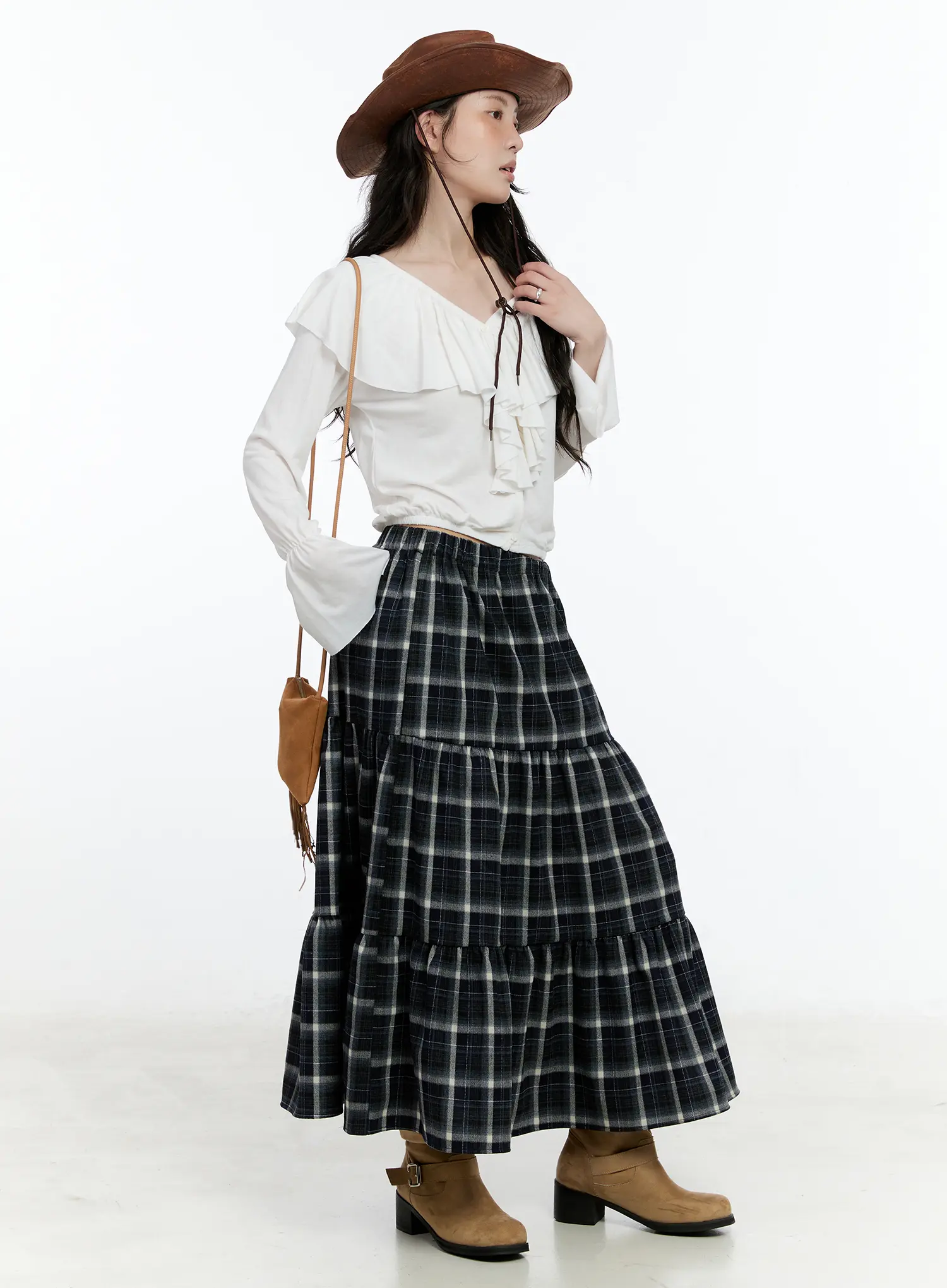 Plaid Maxi Skirt CN517