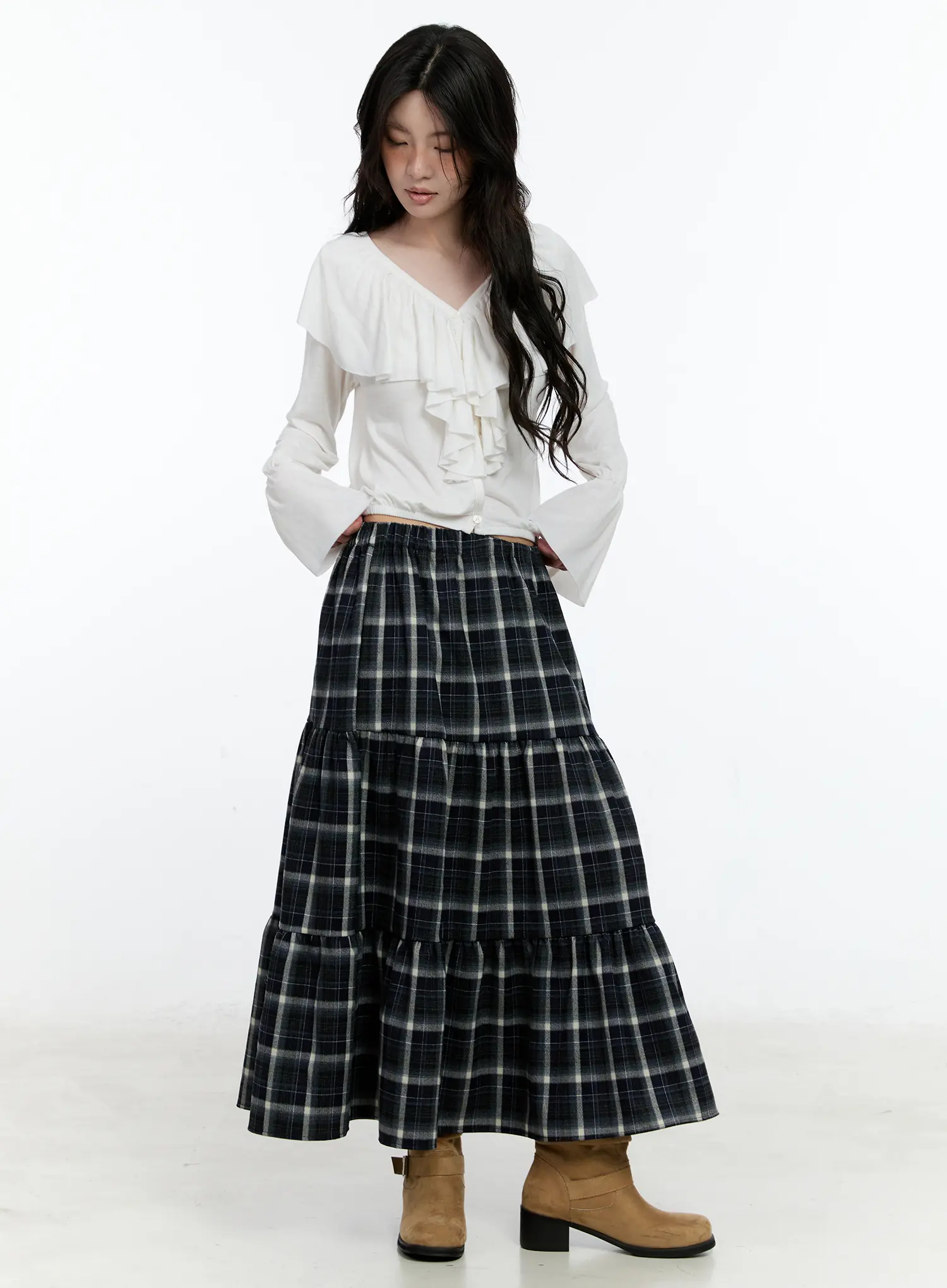 Plaid Maxi Skirt CN517 - Image 3