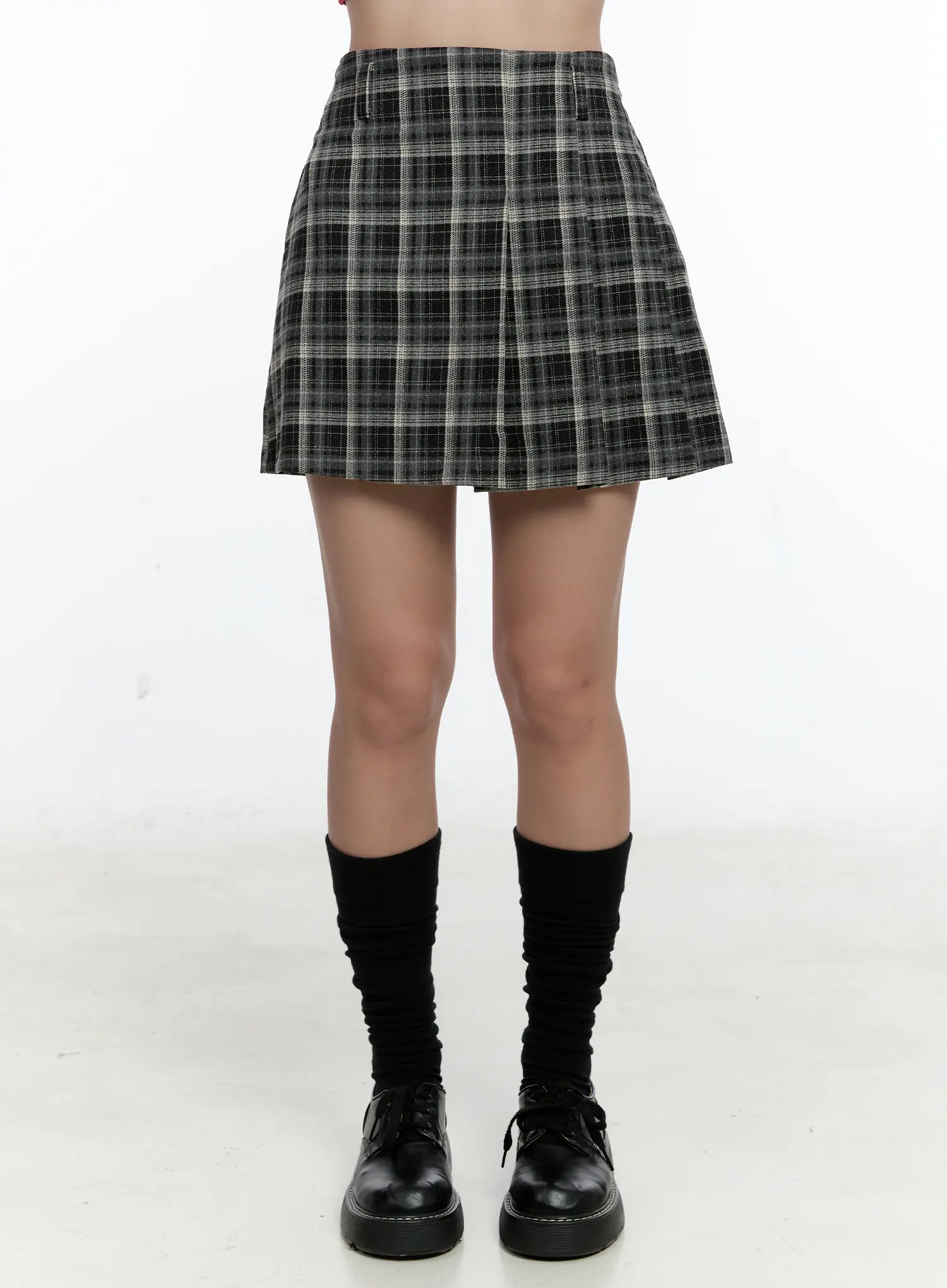 Plaid Pleated A-Line Skirt CS518