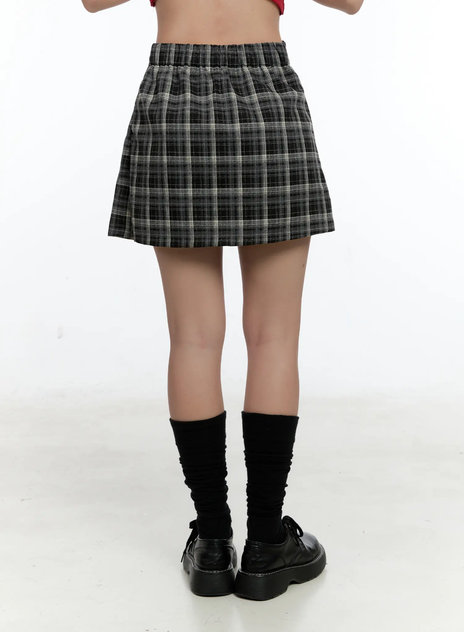 Plaid Pleated A-Line Skirt CS518 - Image 6