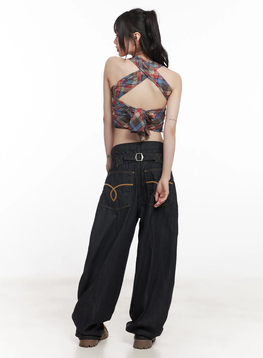 Plaid Print Halter Top CY520 - Image 10