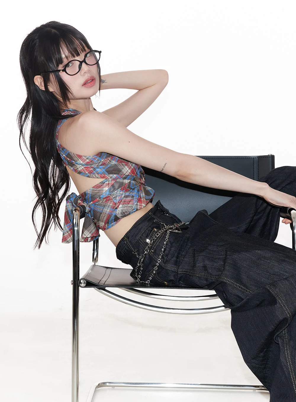 Plaid Print Halter Top CY520 - Image 7