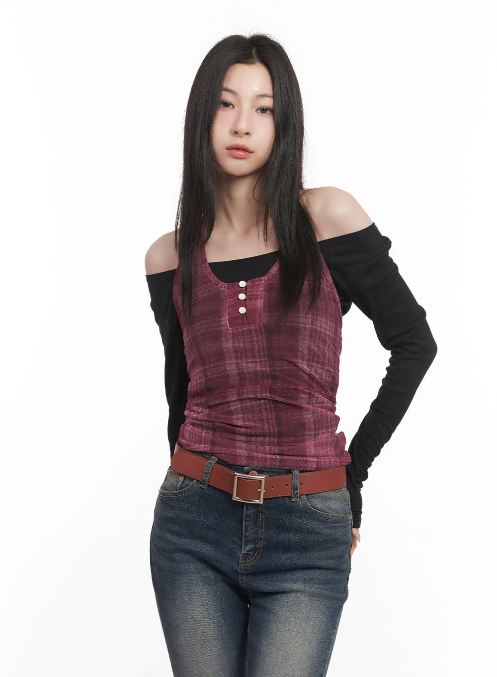 Plaid Sheer Halter Top CM517 - Image 11