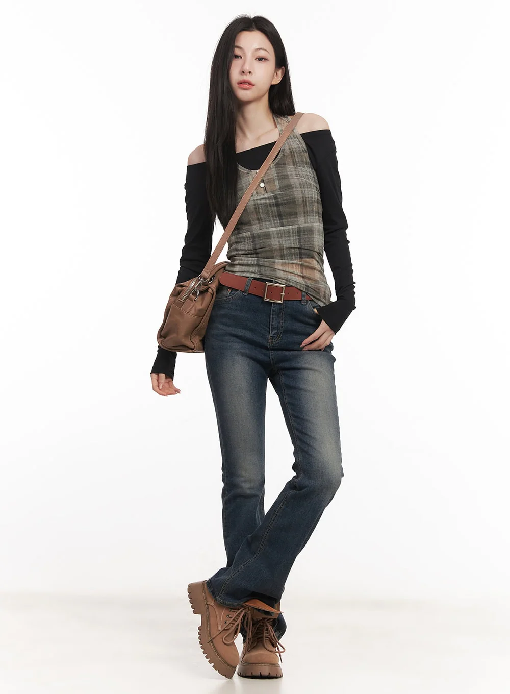 Plaid Sheer Halter Top CM517 - Image 2