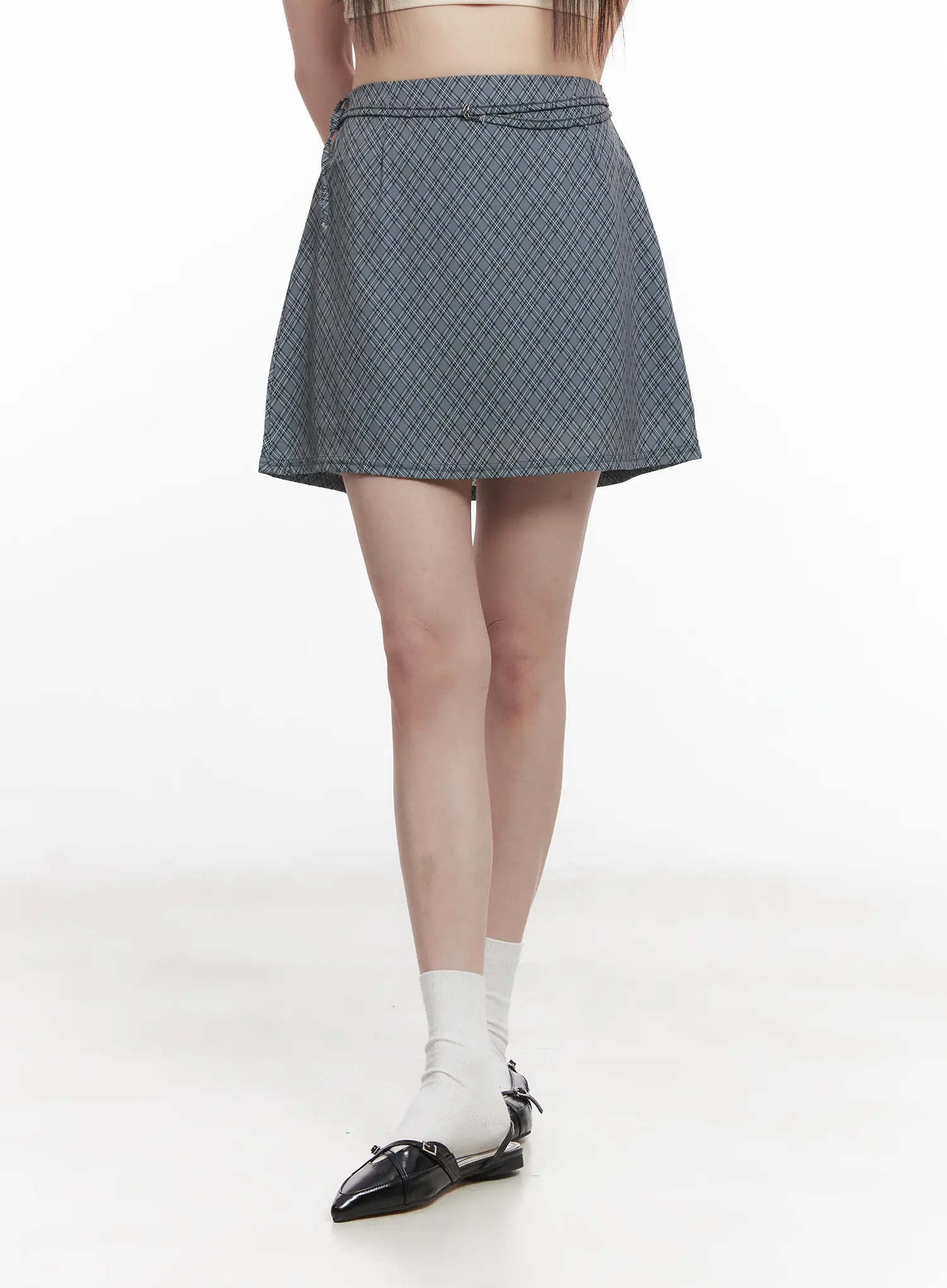 Plaid Strapped Mini Skirt CU518 - Image 2