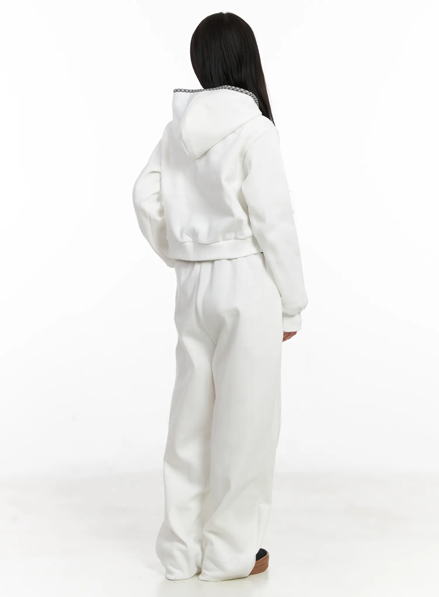 Plaid Trim Zip-Up Hoodie CN527 - Image 4