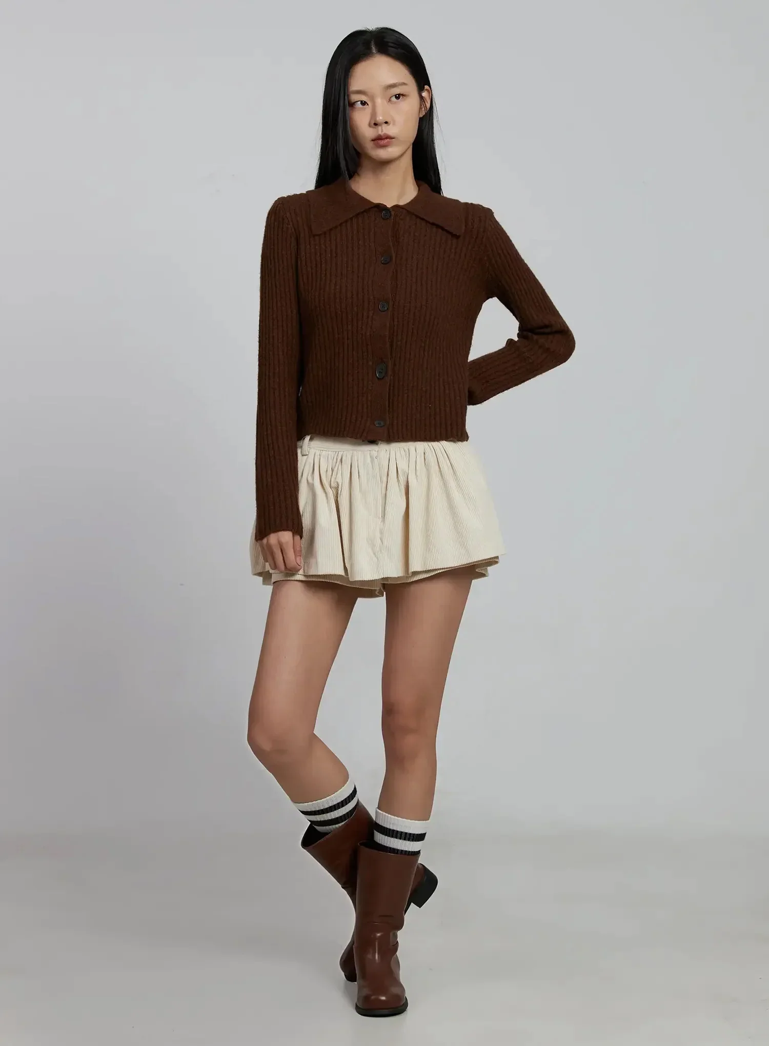 Pleated Corduroy Mini Skort IM520 - Image 12