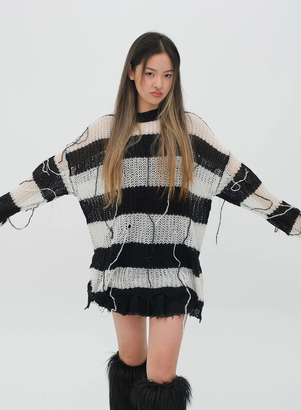 Pleated Hem Denim Skirt - Image 5