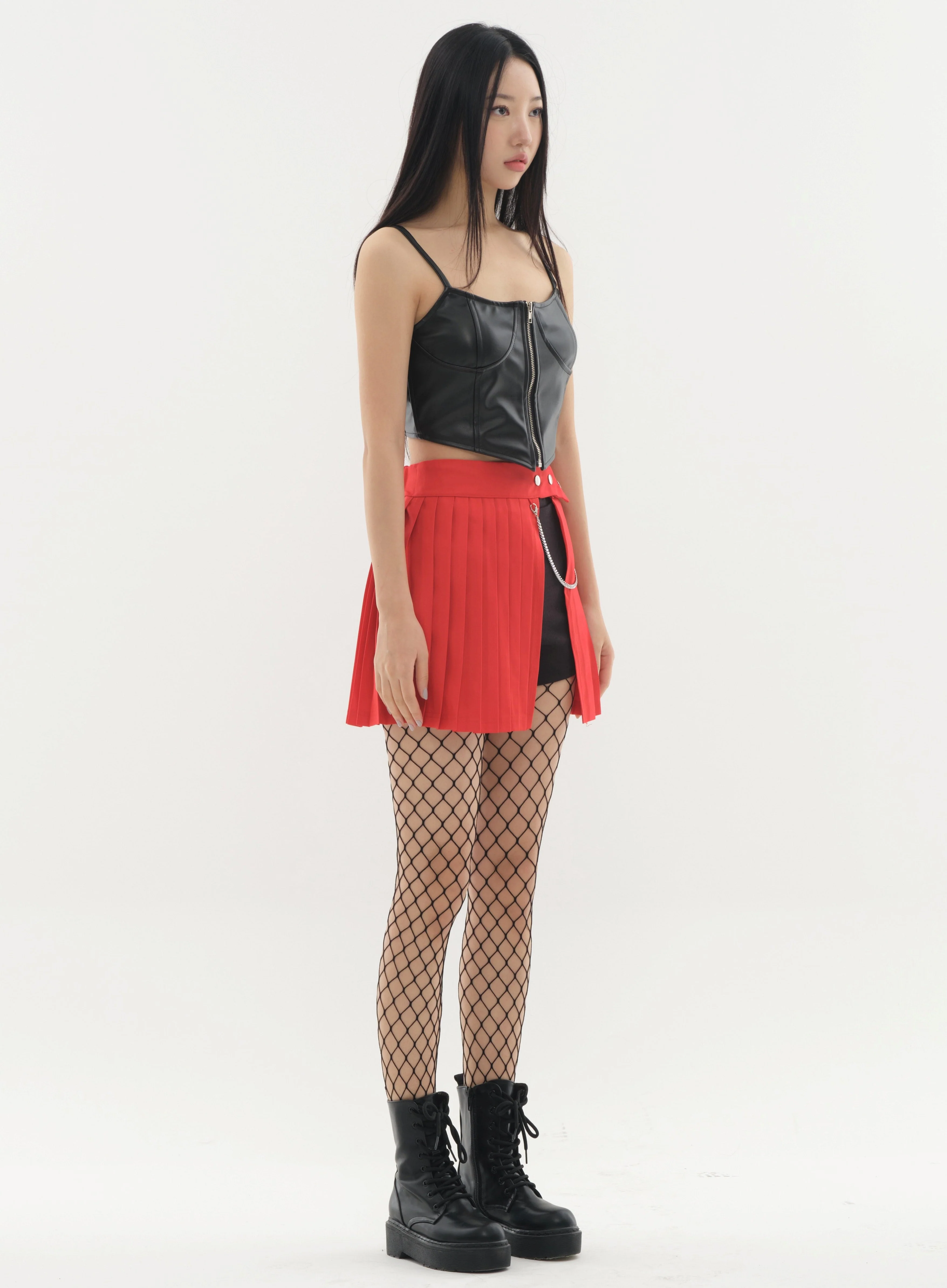 Pleated Mini Skirt with Chain #Original Kpop #121692 - Image 5