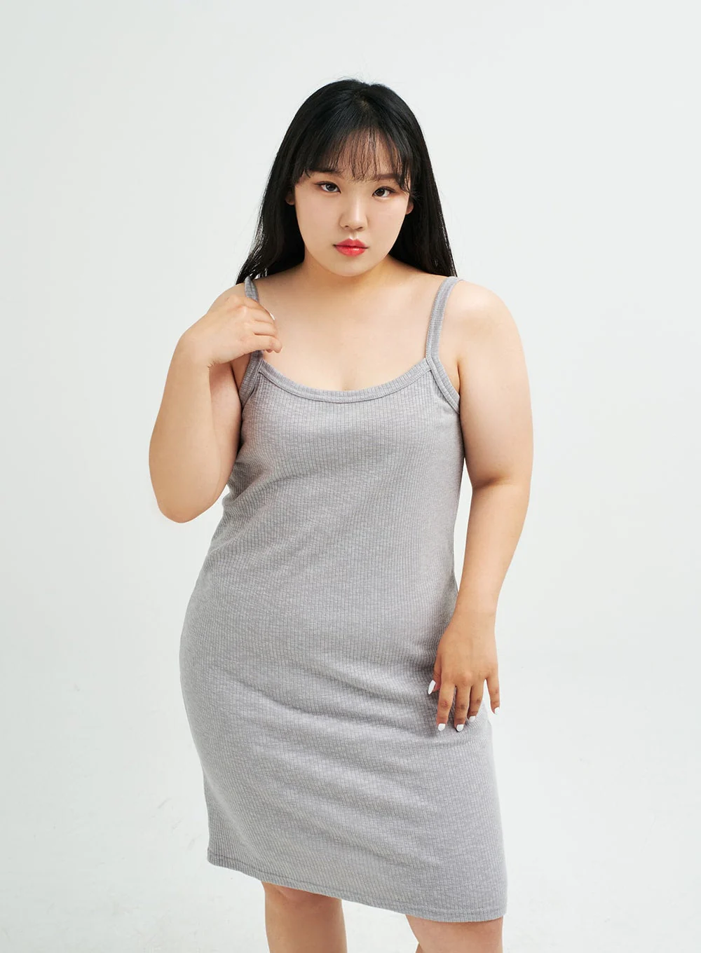 Plus Sleeveless Ribbed Midi Dress IY24 - Image 5