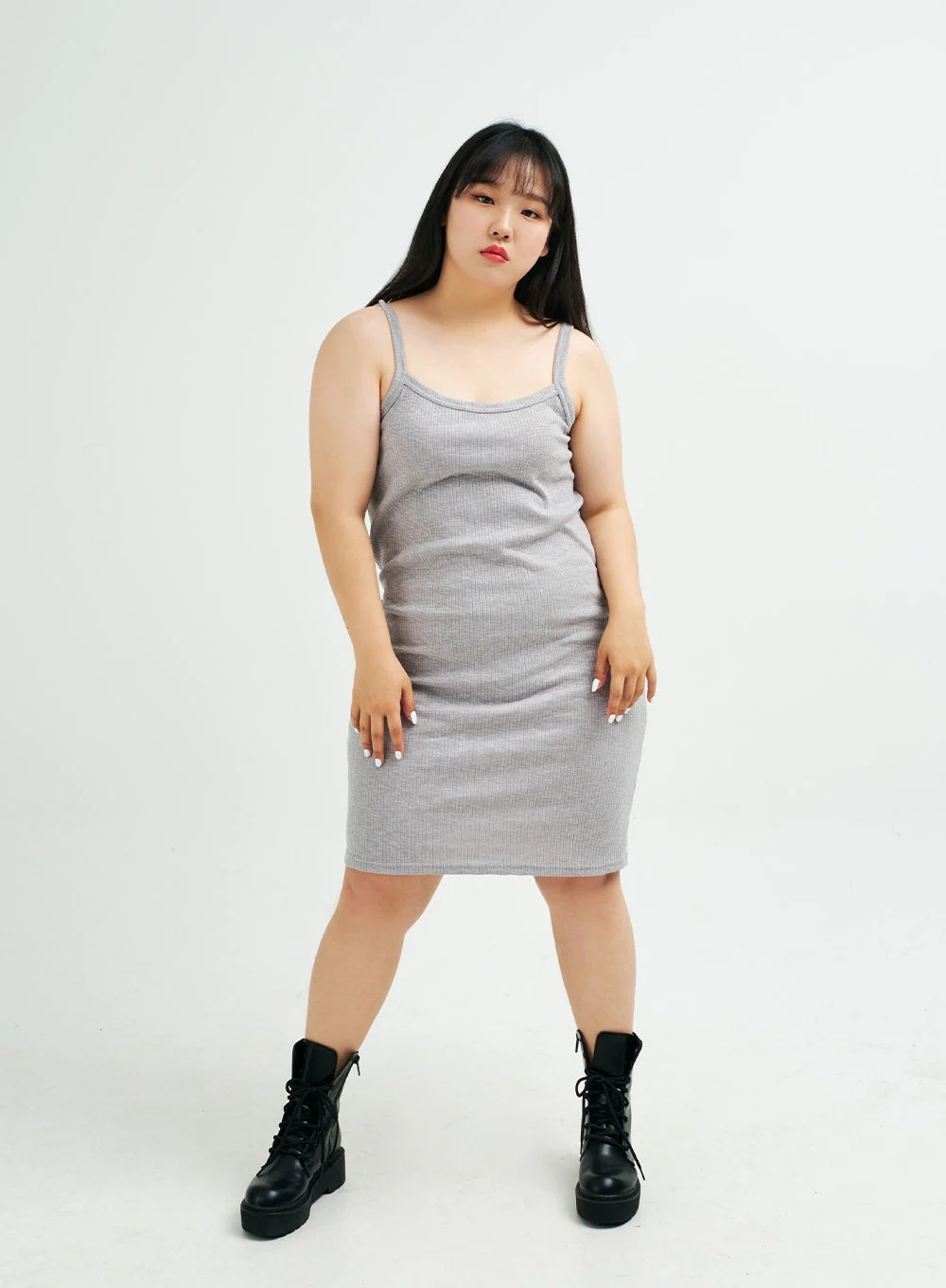 Plus Sleeveless Ribbed Midi Dress IY24 - Image 9