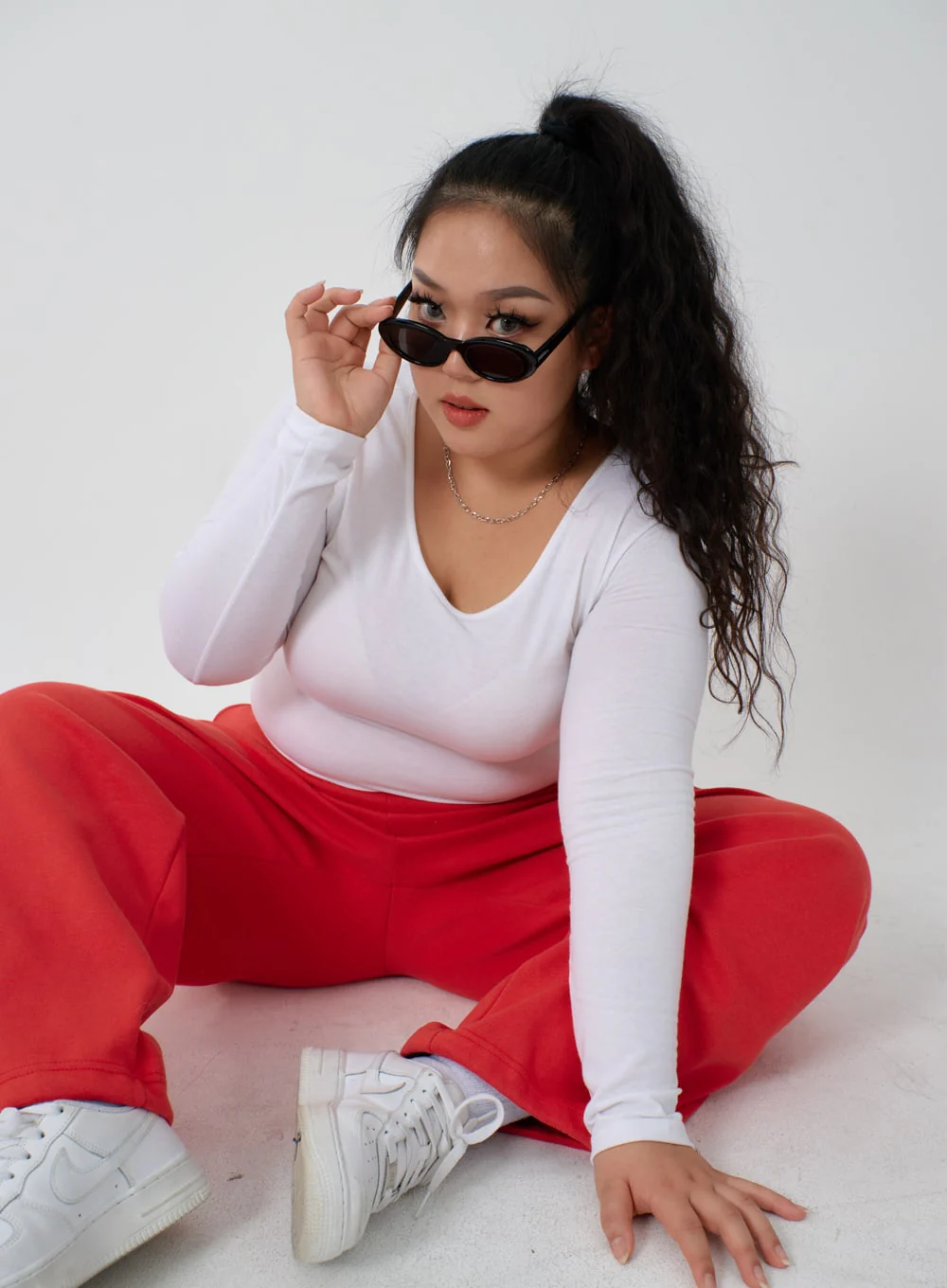 Plus U-Neck Long Sleeve Cropped Top ID27 - Image 12