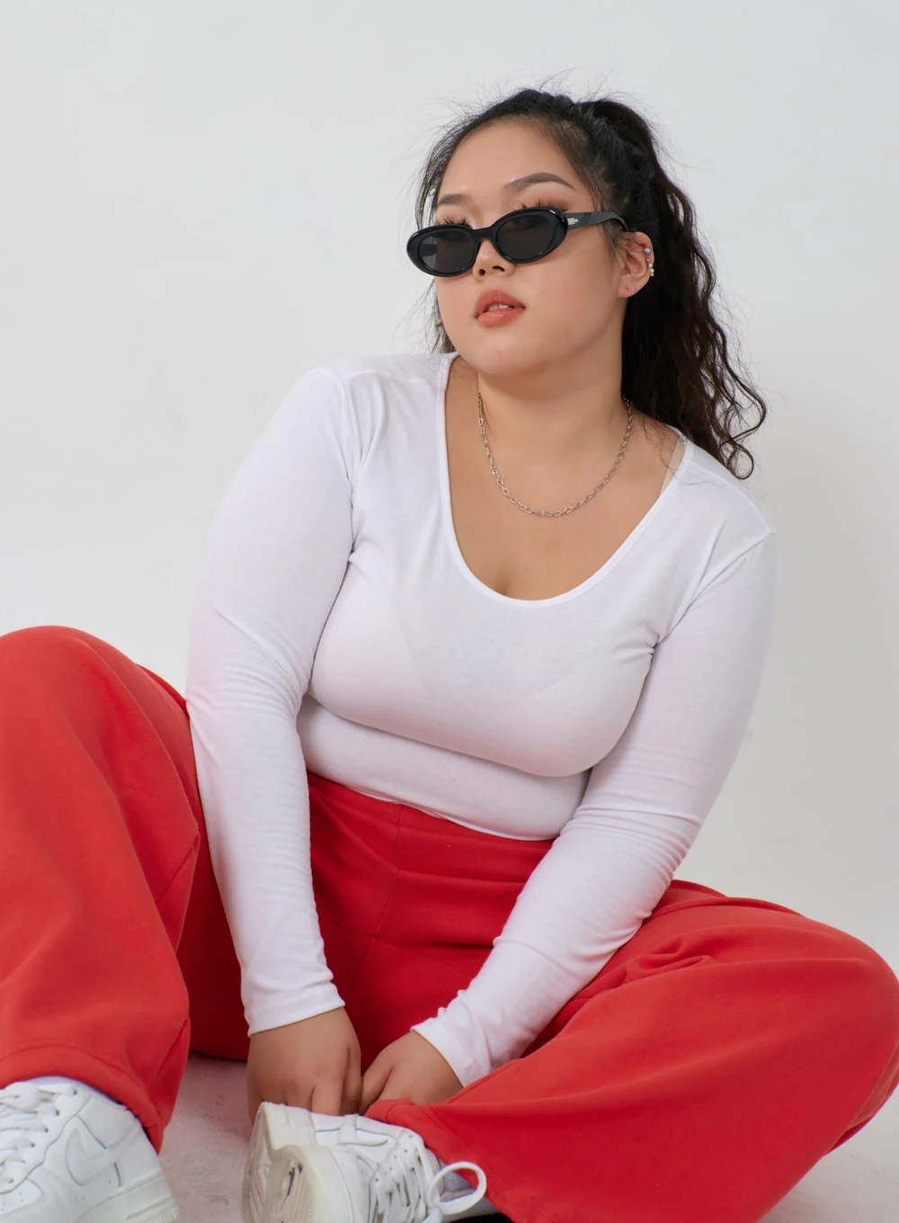 Plus U-Neck Long Sleeve Cropped Top ID27 - Image 13
